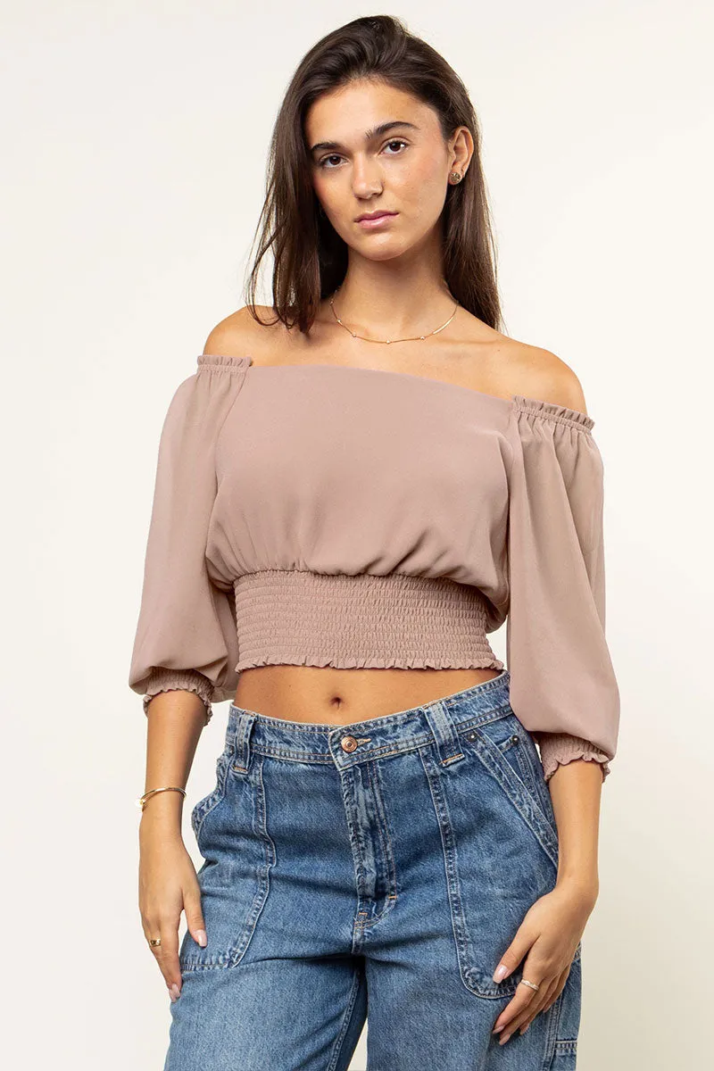 Chiffon Off-Shoulder Blouse