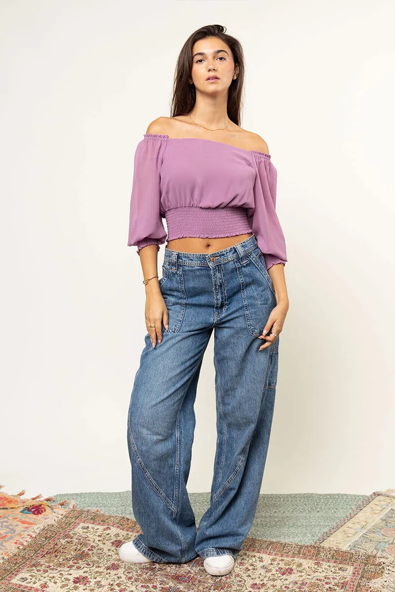 Chiffon Off-Shoulder Blouse