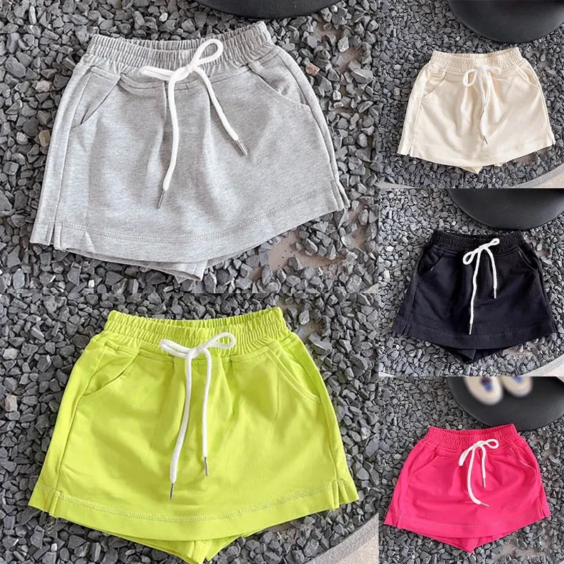 Children Clothing Girls Shorts Spring Summer Simple Style Solid Color Pants Culottes Baby Korean Casual Simple Girls Pants