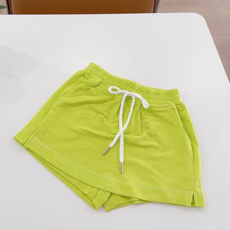 Children Clothing Girls Shorts Spring Summer Simple Style Solid Color Pants Culottes Baby Korean Casual Simple Girls Pants