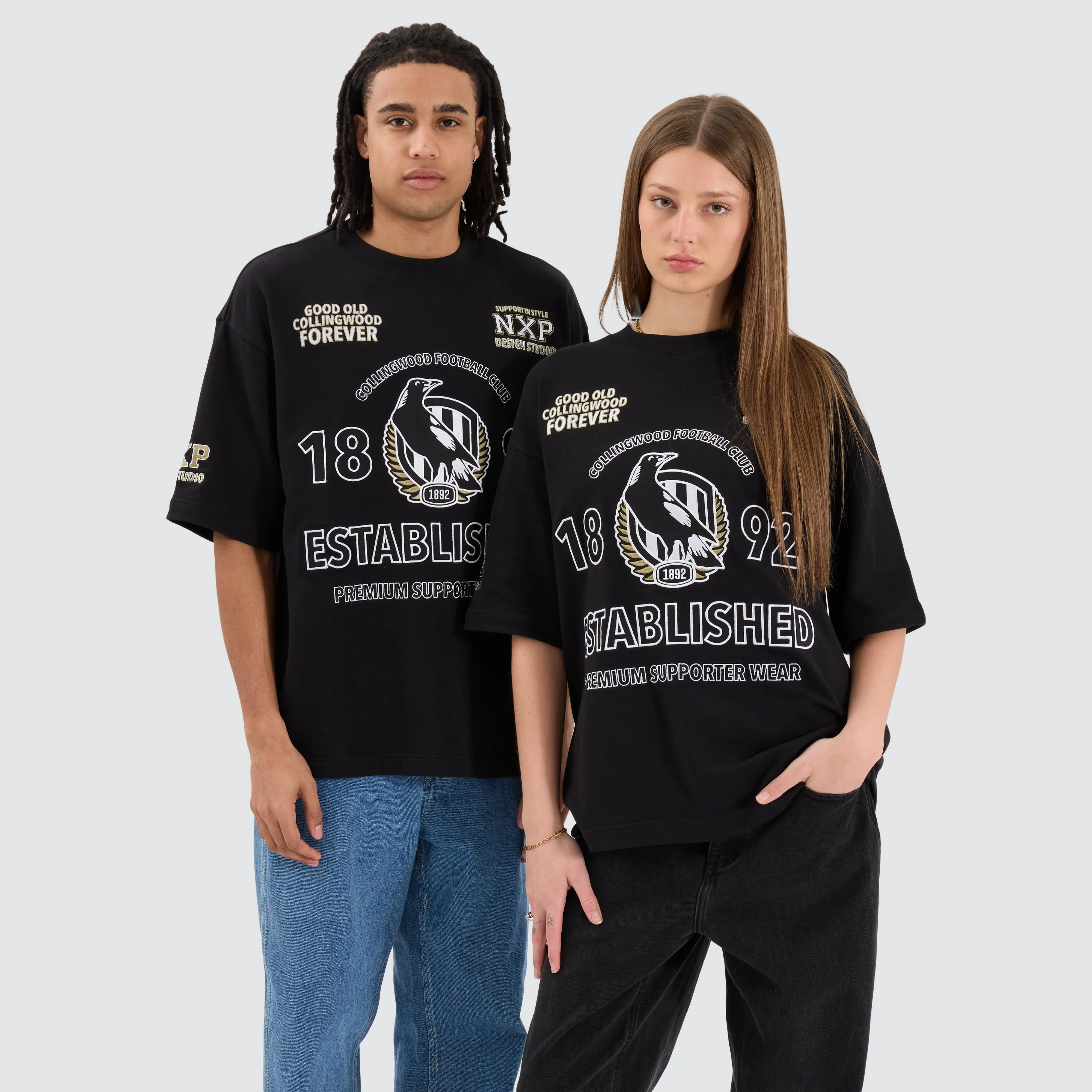 Collingwood Magpies AFL Mega Loopback Tee Jet Black