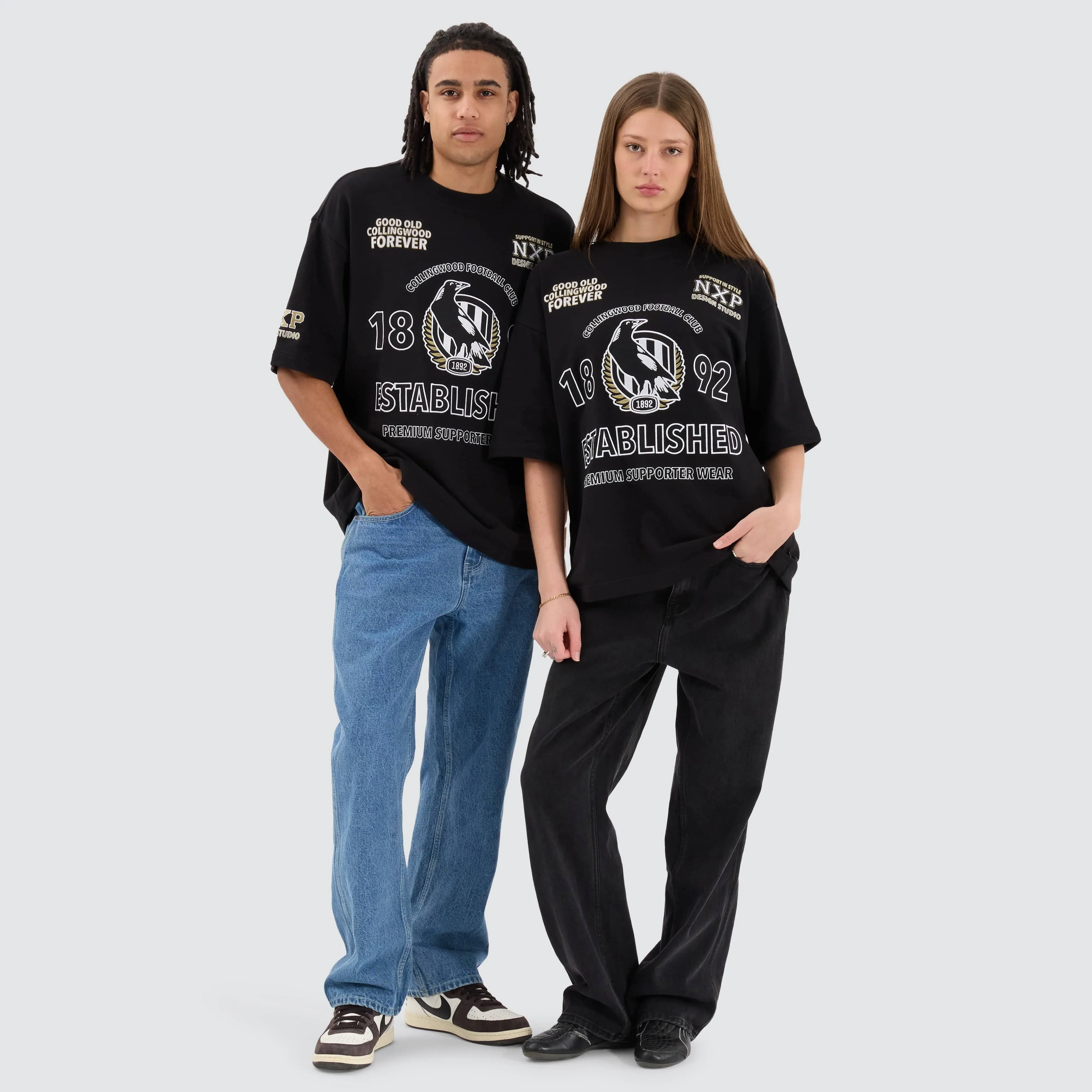 Collingwood Magpies AFL Mega Loopback Tee Jet Black
