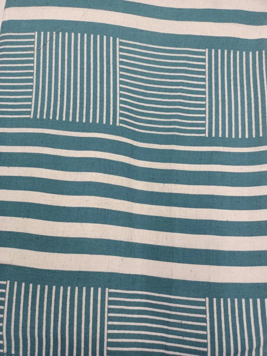 Cotton Linen Semi-Handloom Screen Printed Fabric