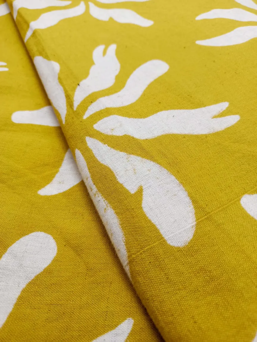 Cotton Linen Semi-Handloom Screen Printed Fabric