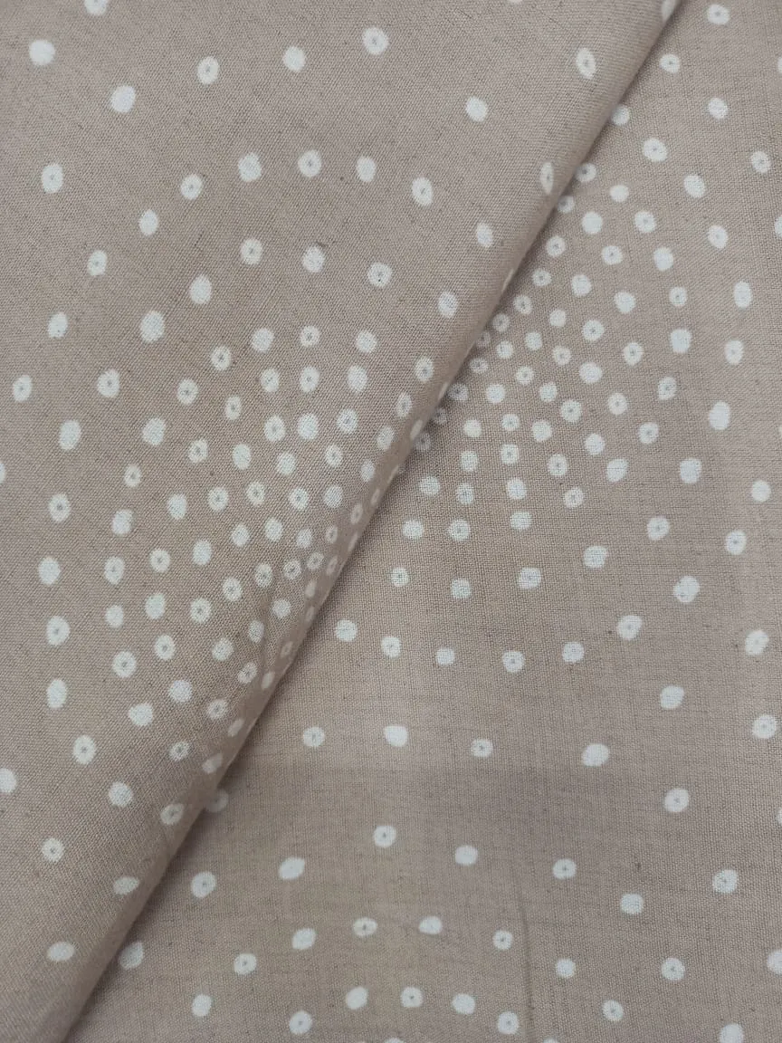 Cotton Linen Semi-Handloom Screen Printed Fabric