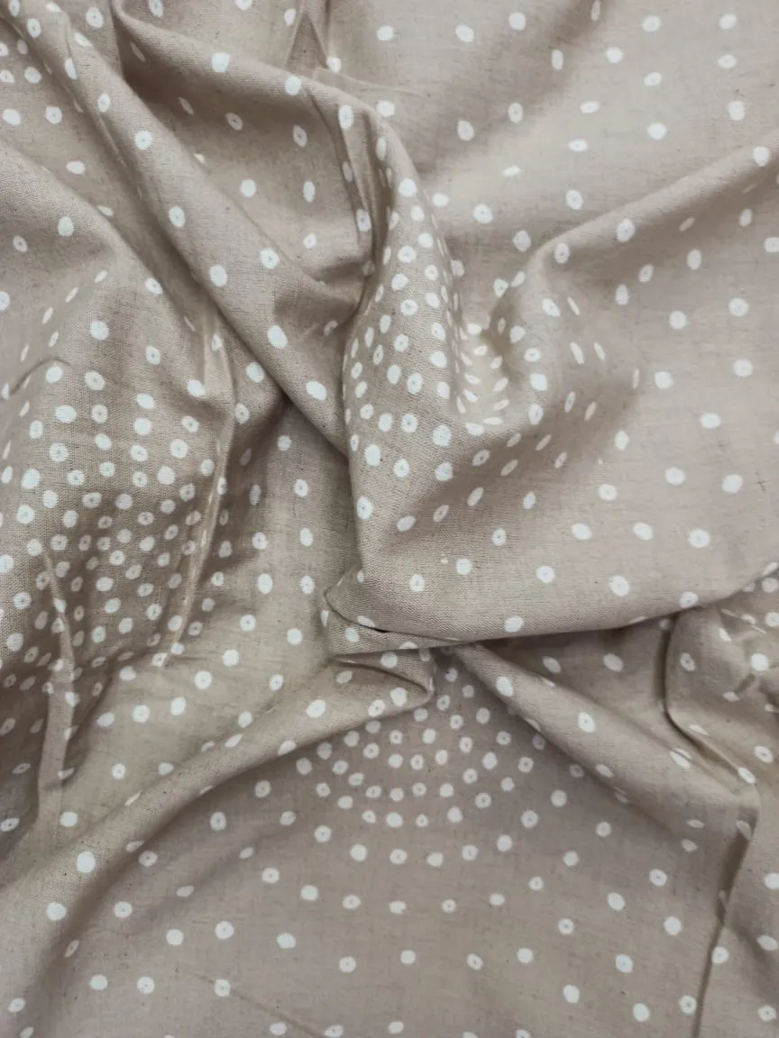 Cotton Linen Semi-Handloom Screen Printed Fabric