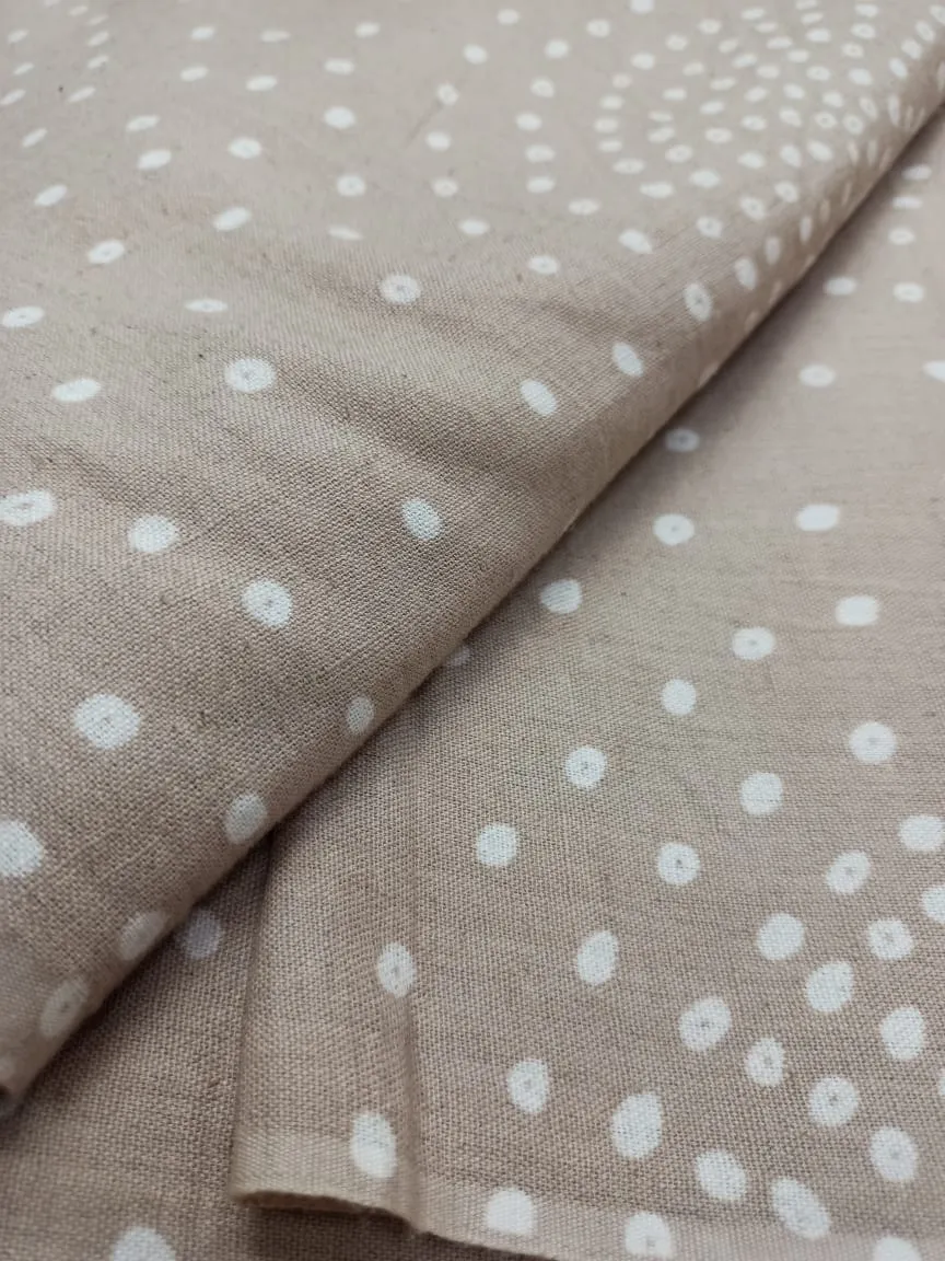Cotton Linen Semi-Handloom Screen Printed Fabric