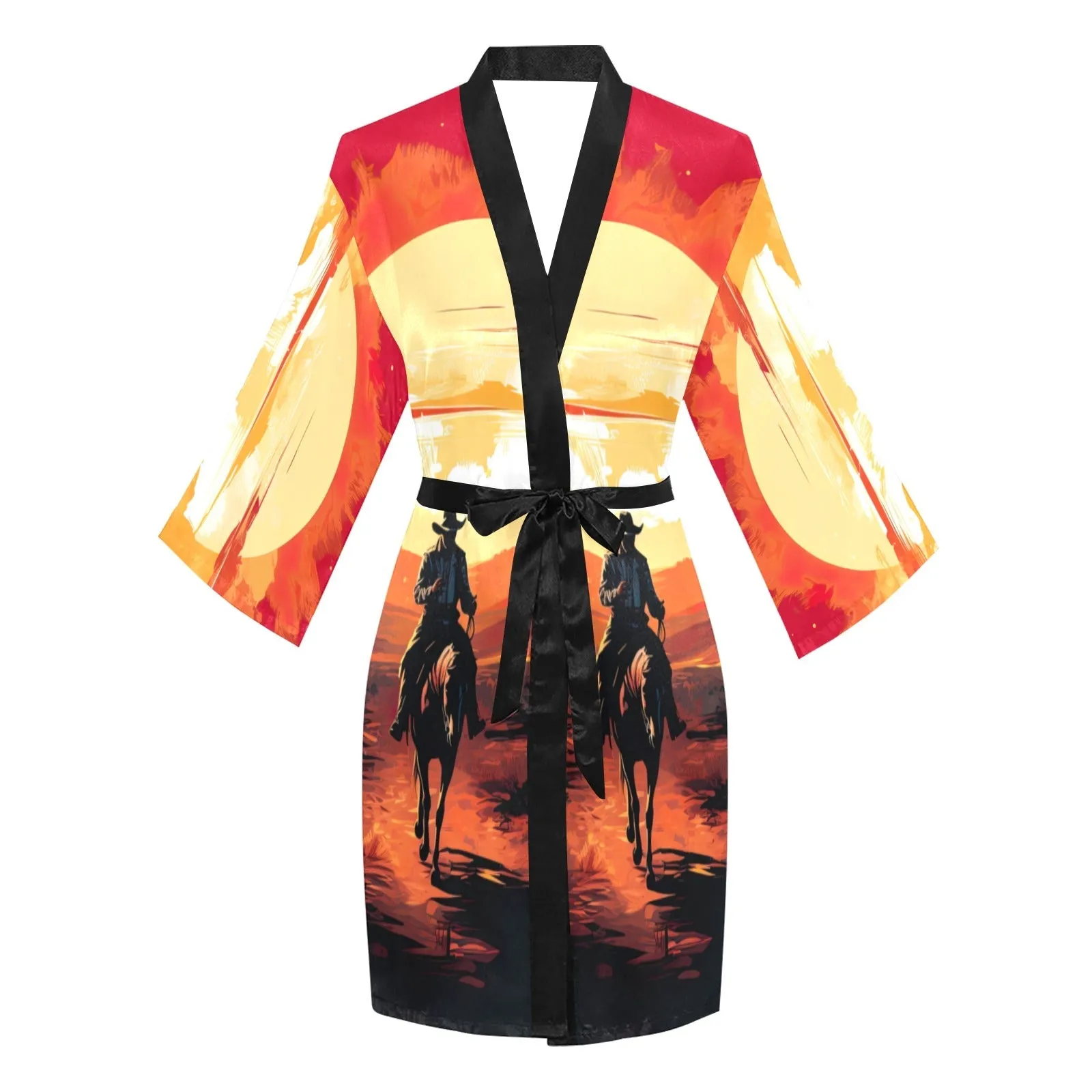 Cowboy Desert Sunset Women's Lounge Kimono Robe