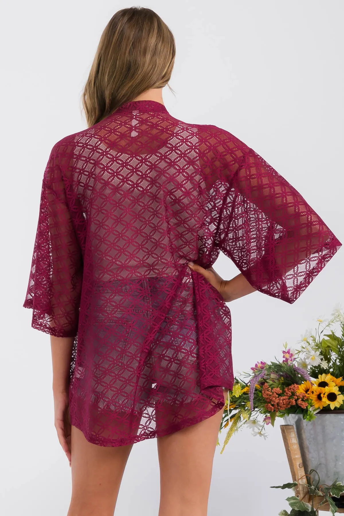 CROCHET LACE KIMONO CASUAL CARDIGAN