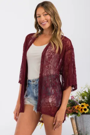 CROCHET LACE KIMONO CASUAL CARDIGAN