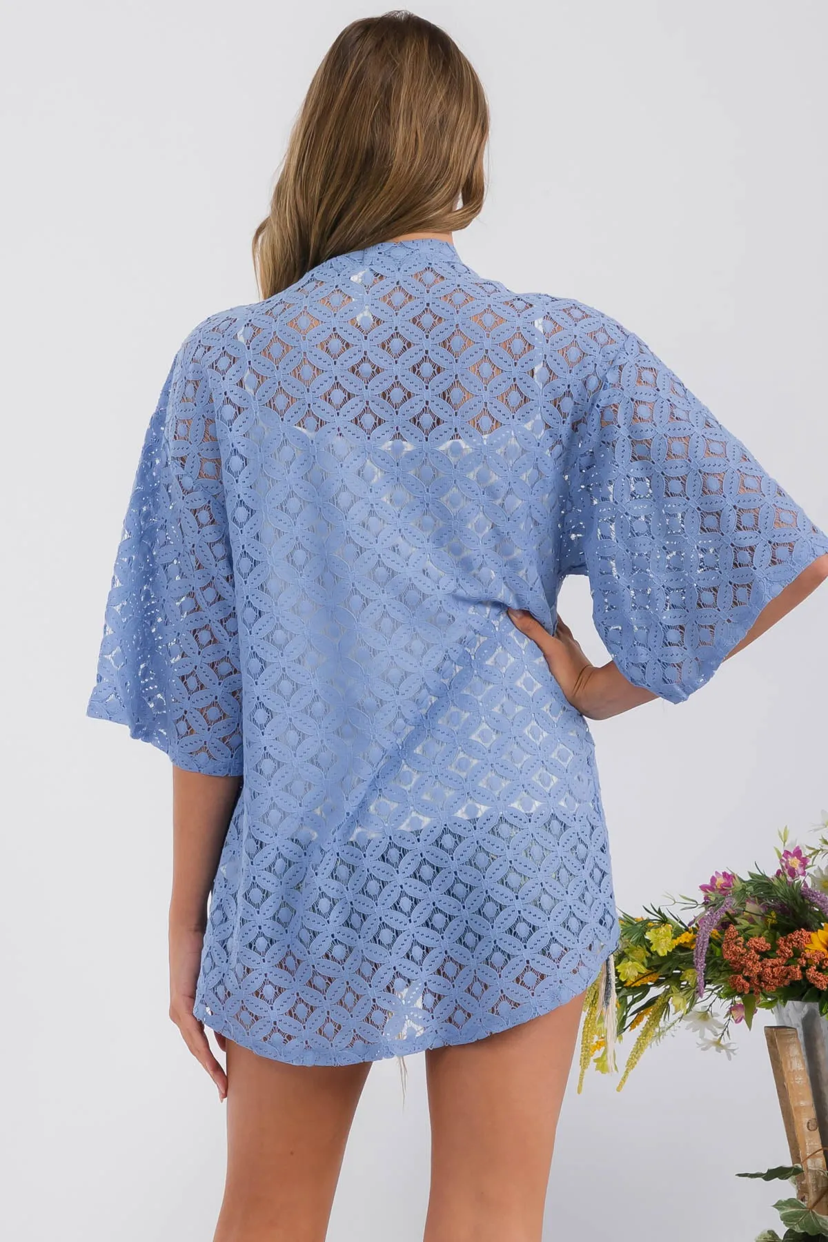 CROCHET LACE KIMONO CASUAL CARDIGAN