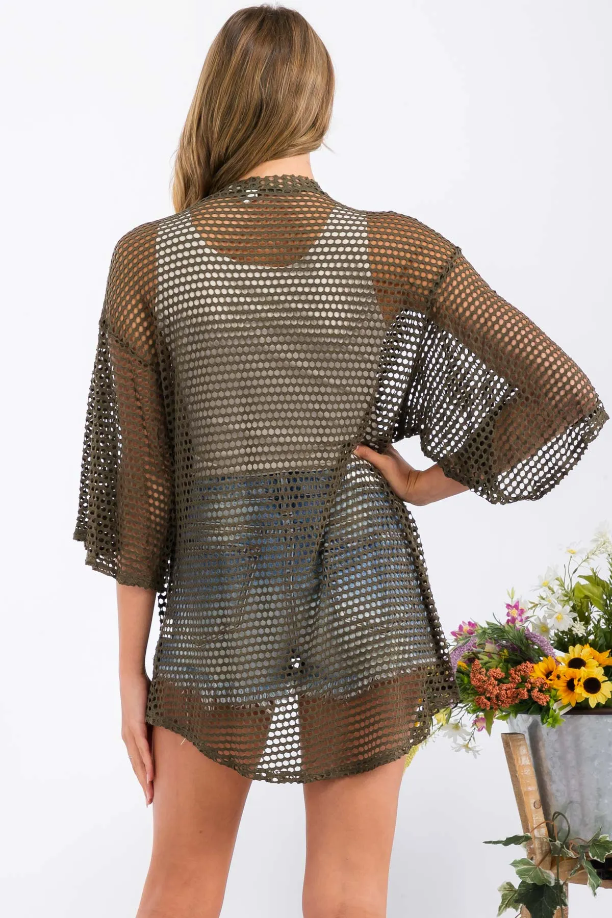 CROCHET LACE KIMONO CASUAL CARDIGAN