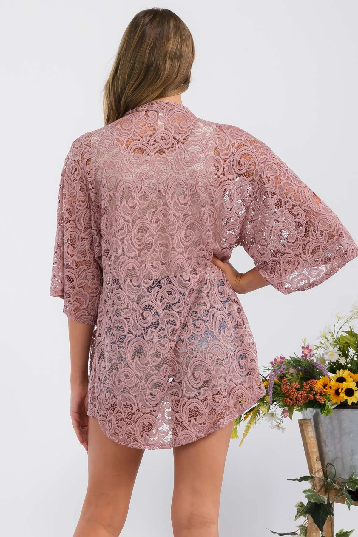 CROCHET LACE KIMONO CASUAL CARDIGAN