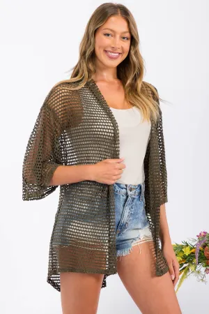 CROCHET LACE KIMONO CASUAL CARDIGAN