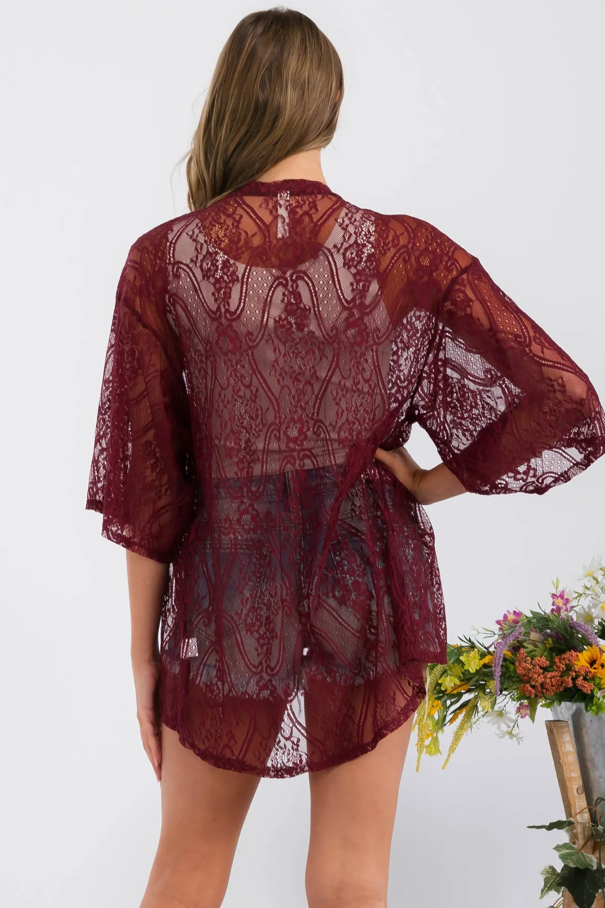 CROCHET LACE KIMONO CASUAL CARDIGAN