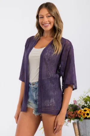 CROCHET LACE KIMONO CASUAL CARDIGAN