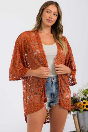 CROCHET LACE KIMONO CASUAL CARDIGAN