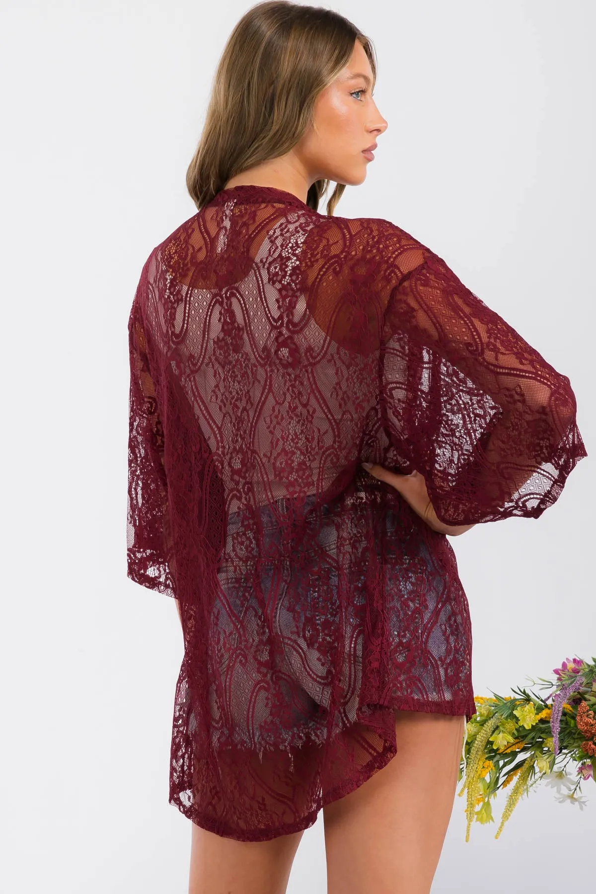 CROCHET LACE KIMONO CASUAL CARDIGAN