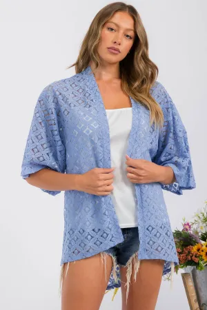 CROCHET LACE KIMONO CASUAL CARDIGAN