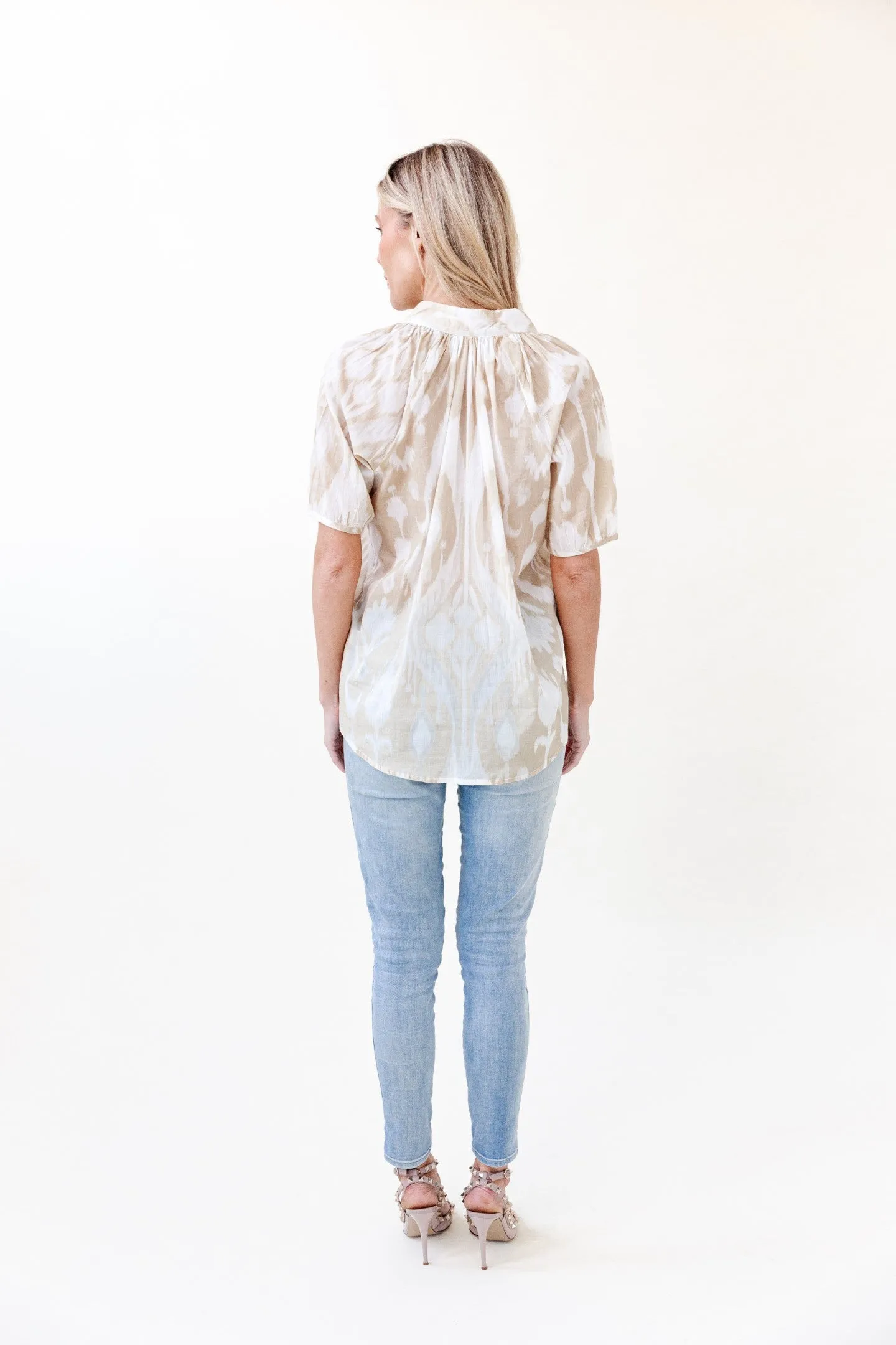 Dana Blouse in Taupe Ikat