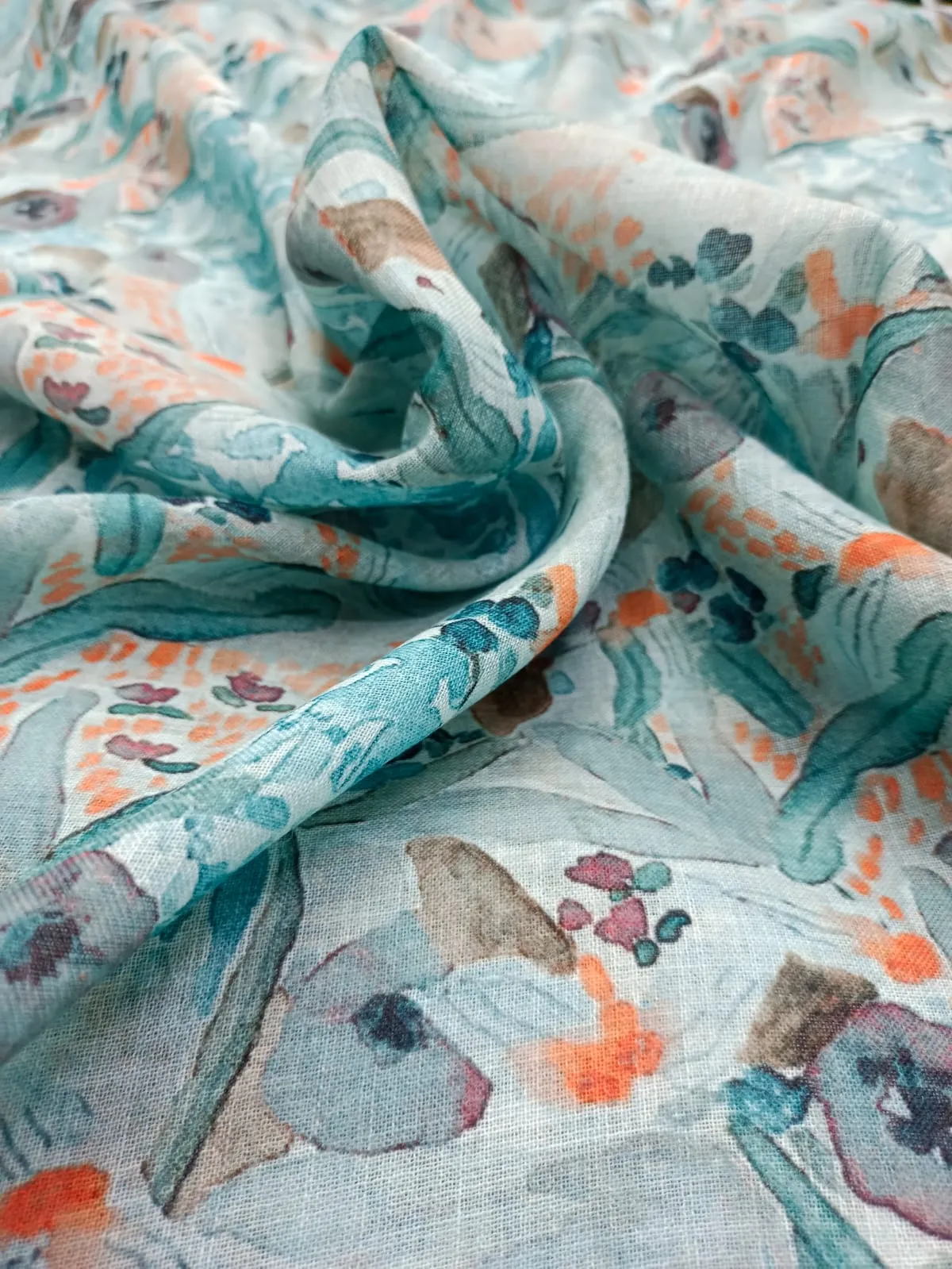 Digital Printed Linen Jute Soft Cotton Fabric