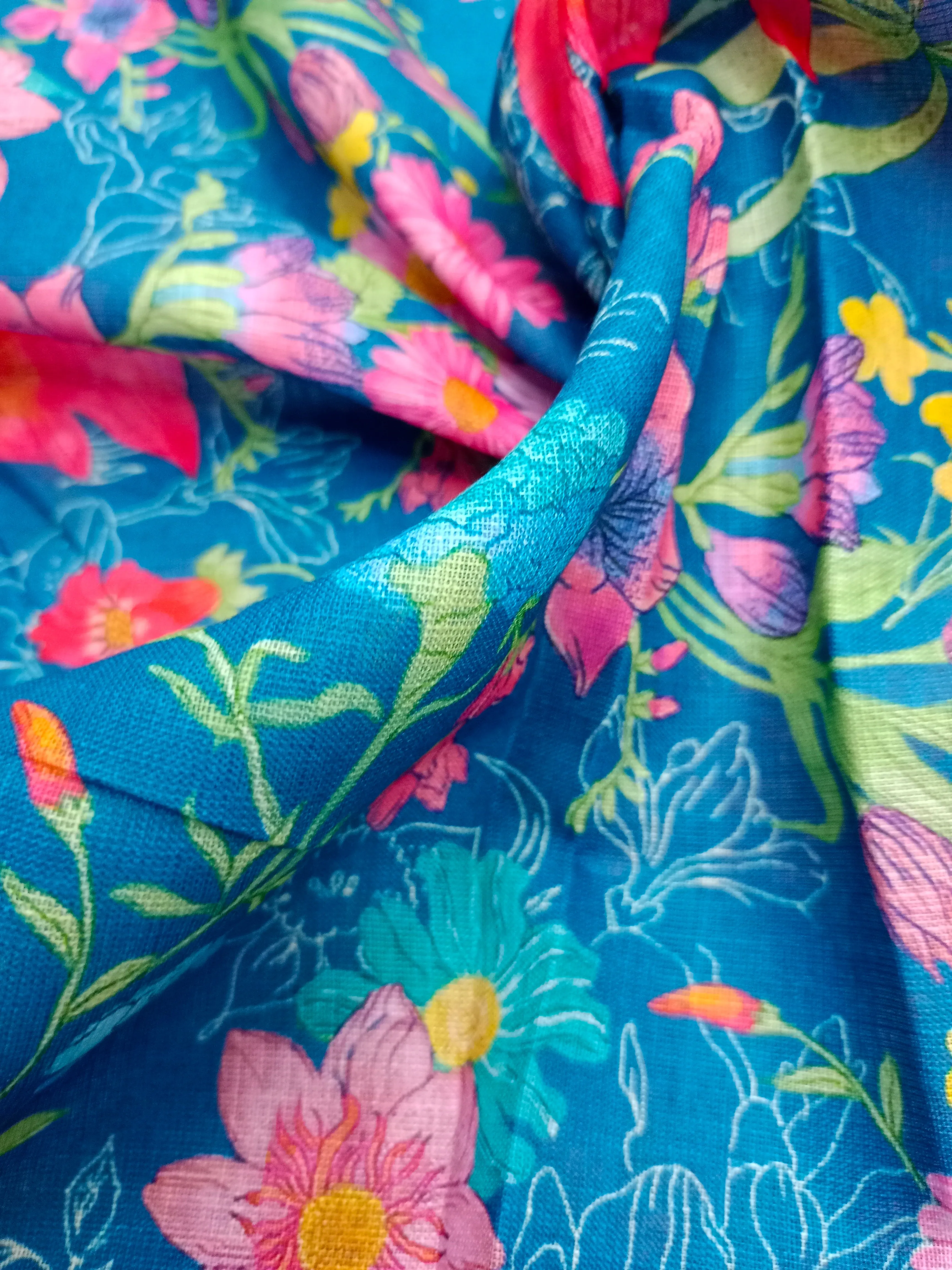 Digital Printed Linen Spun Cotton Soft Fabric