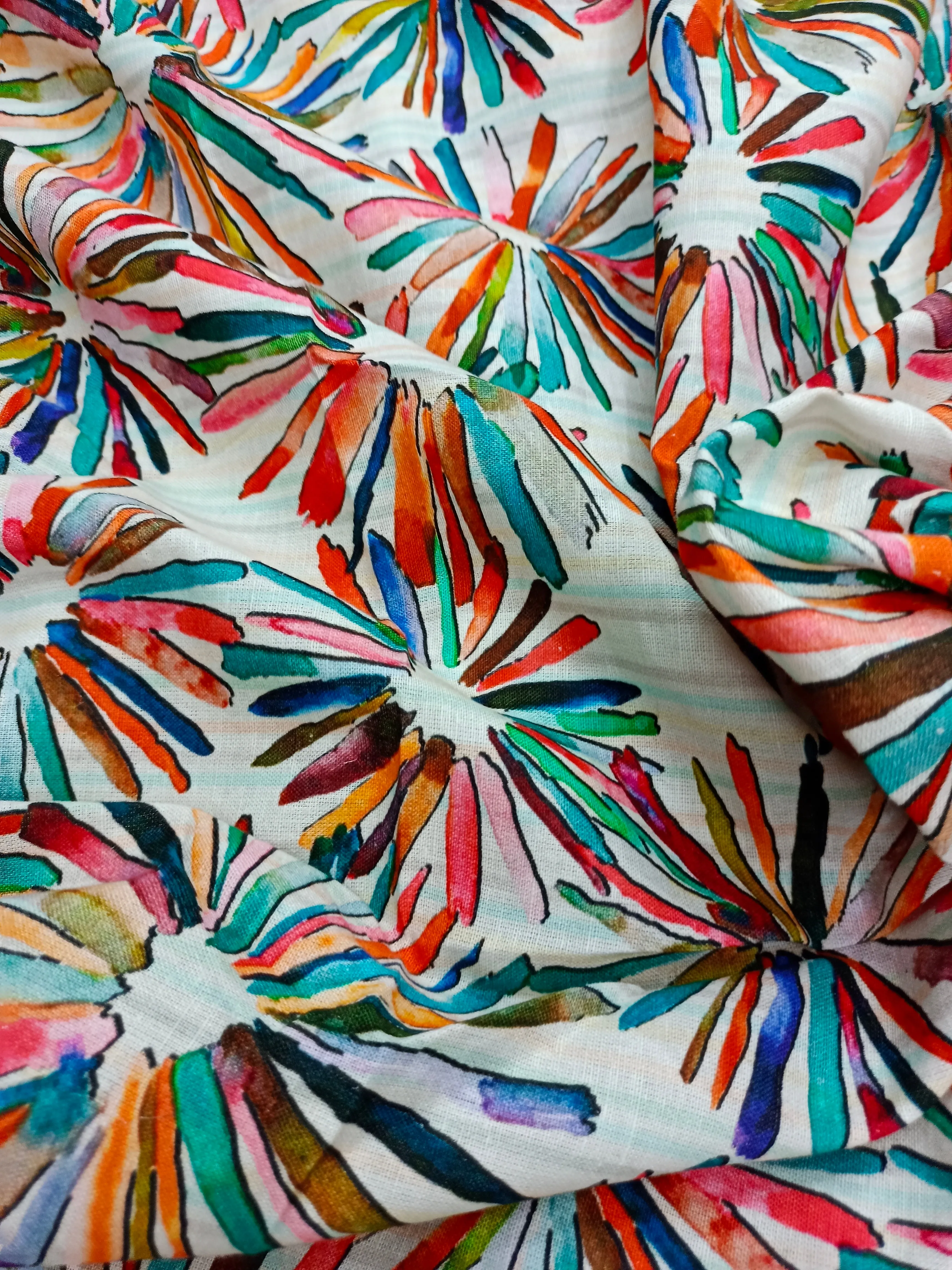 Digital Printed Linen Spun Cotton Soft Fabric