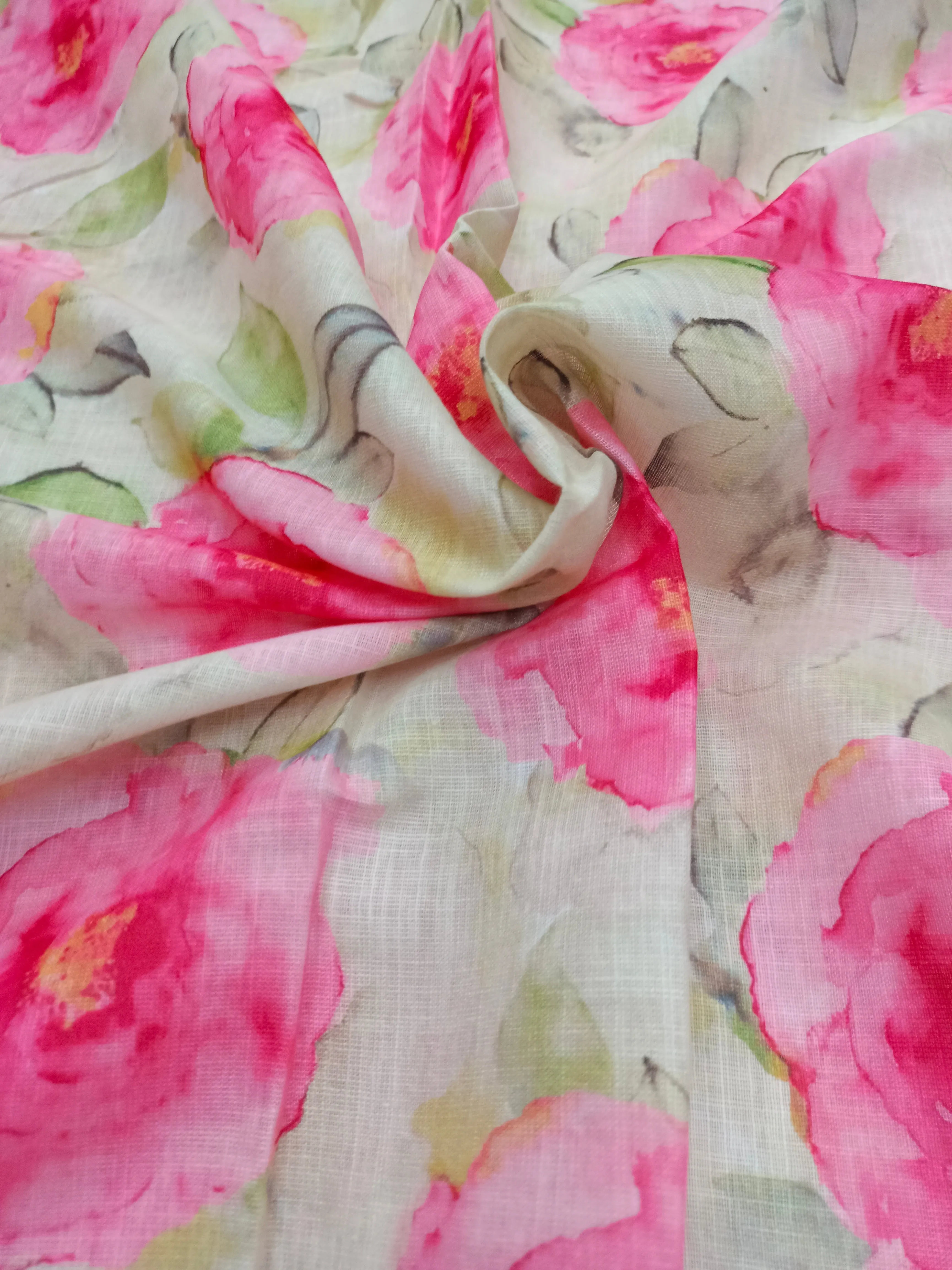 Digital Printed Linen Spun Cotton Soft Fabric