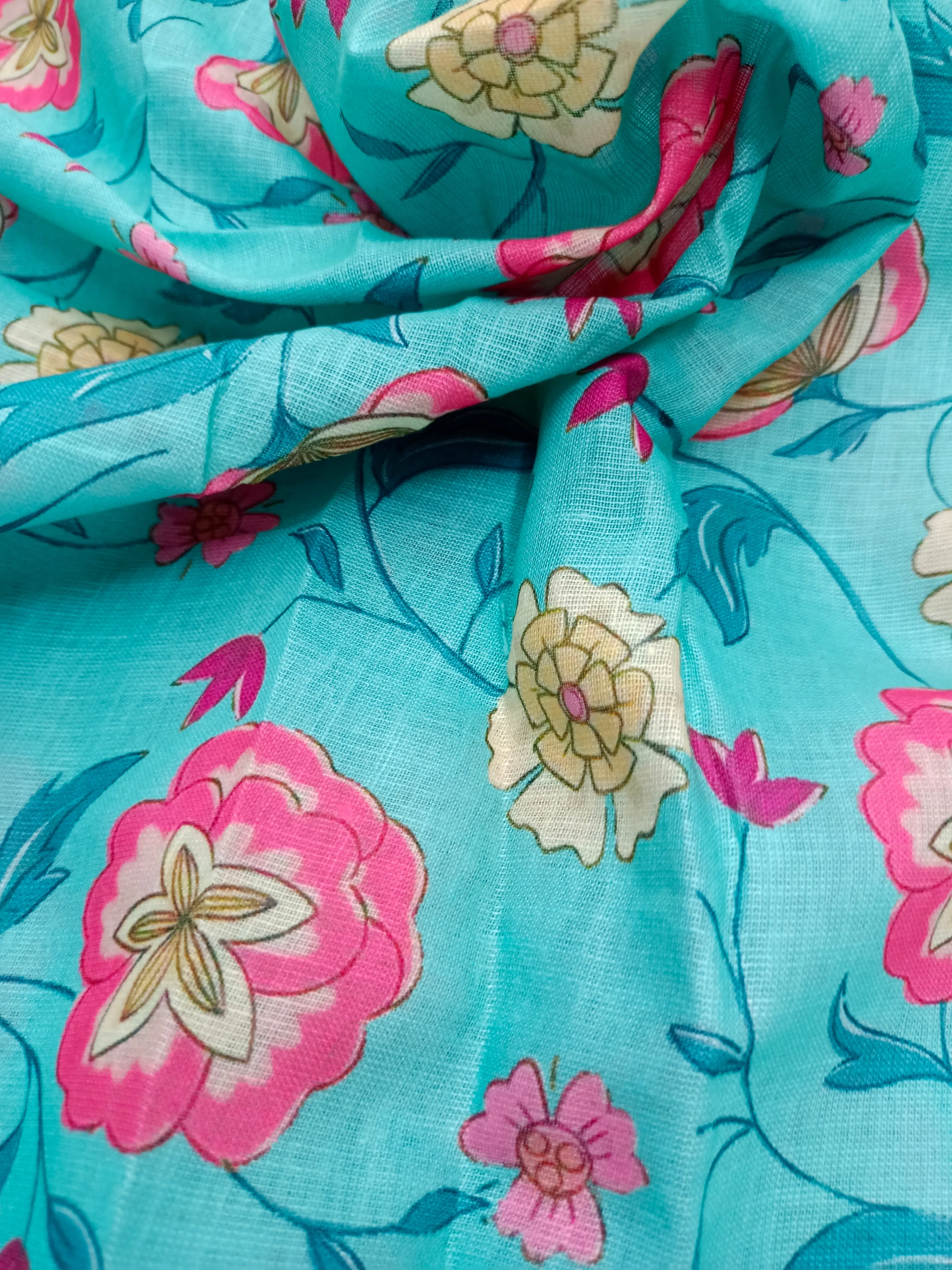 Digital Printed Linen Spun Cotton Soft Fabric