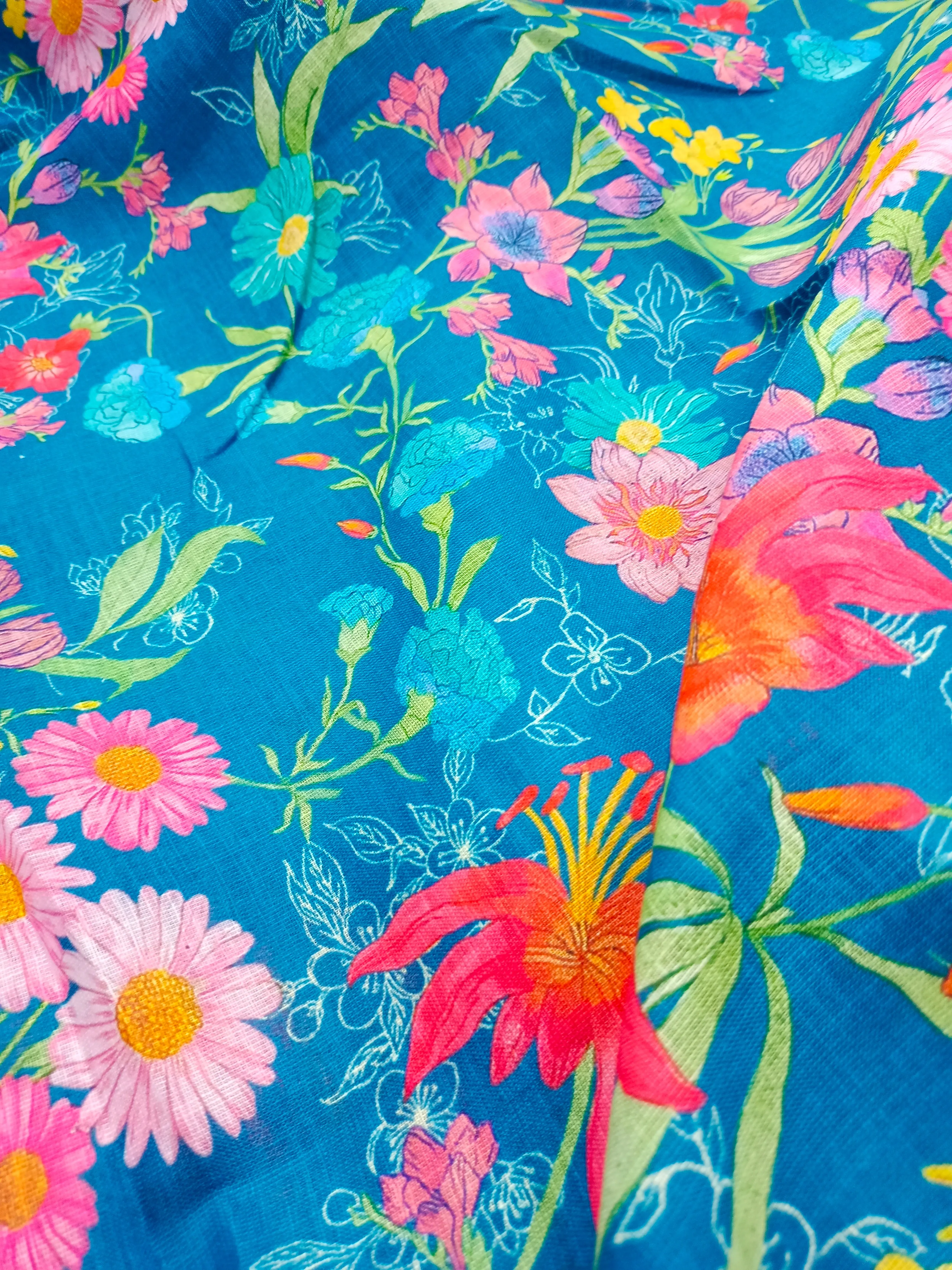 Digital Printed Linen Spun Cotton Soft Fabric