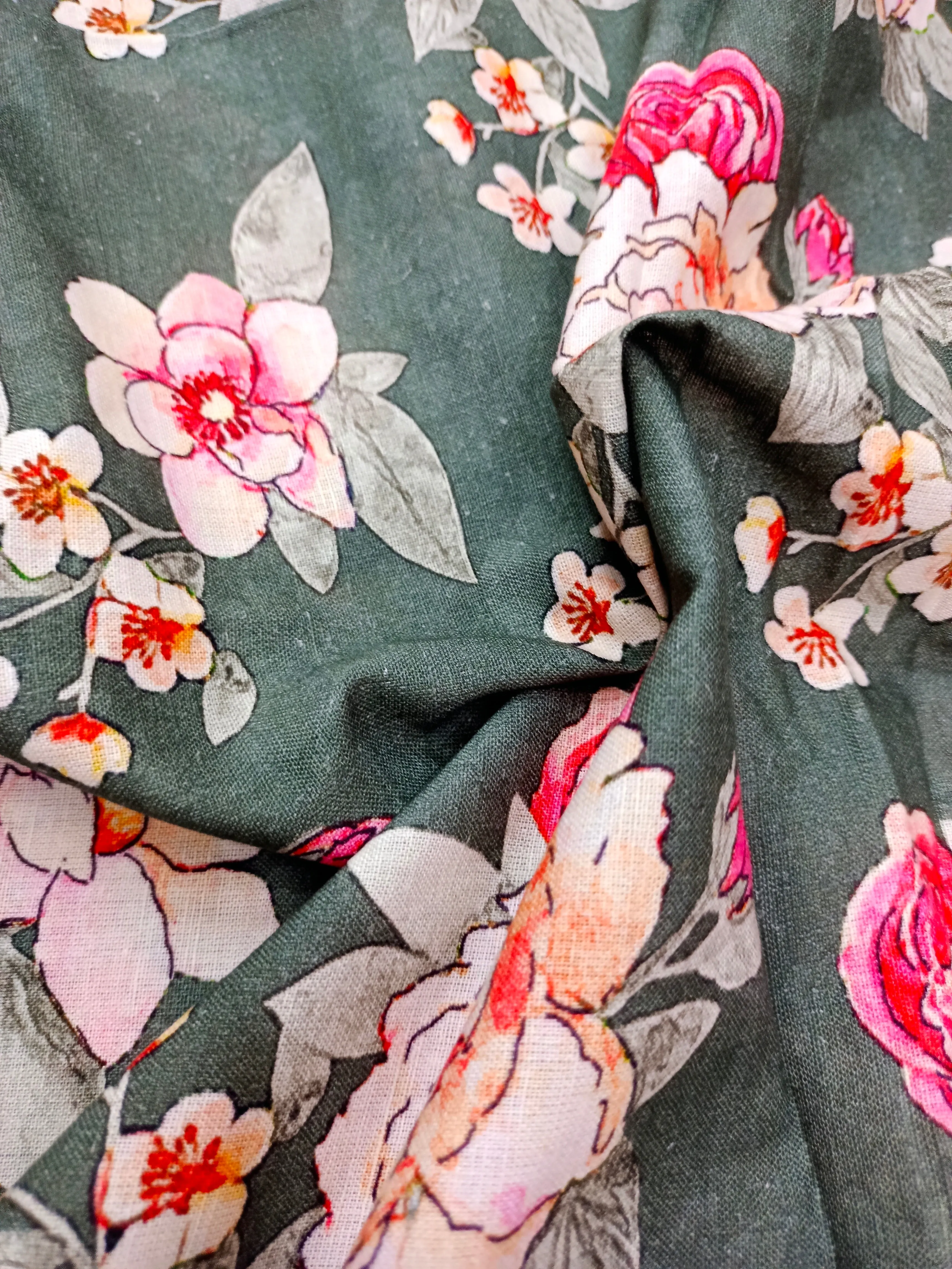 Digital Printed Linen Spun Cotton Soft Fabric