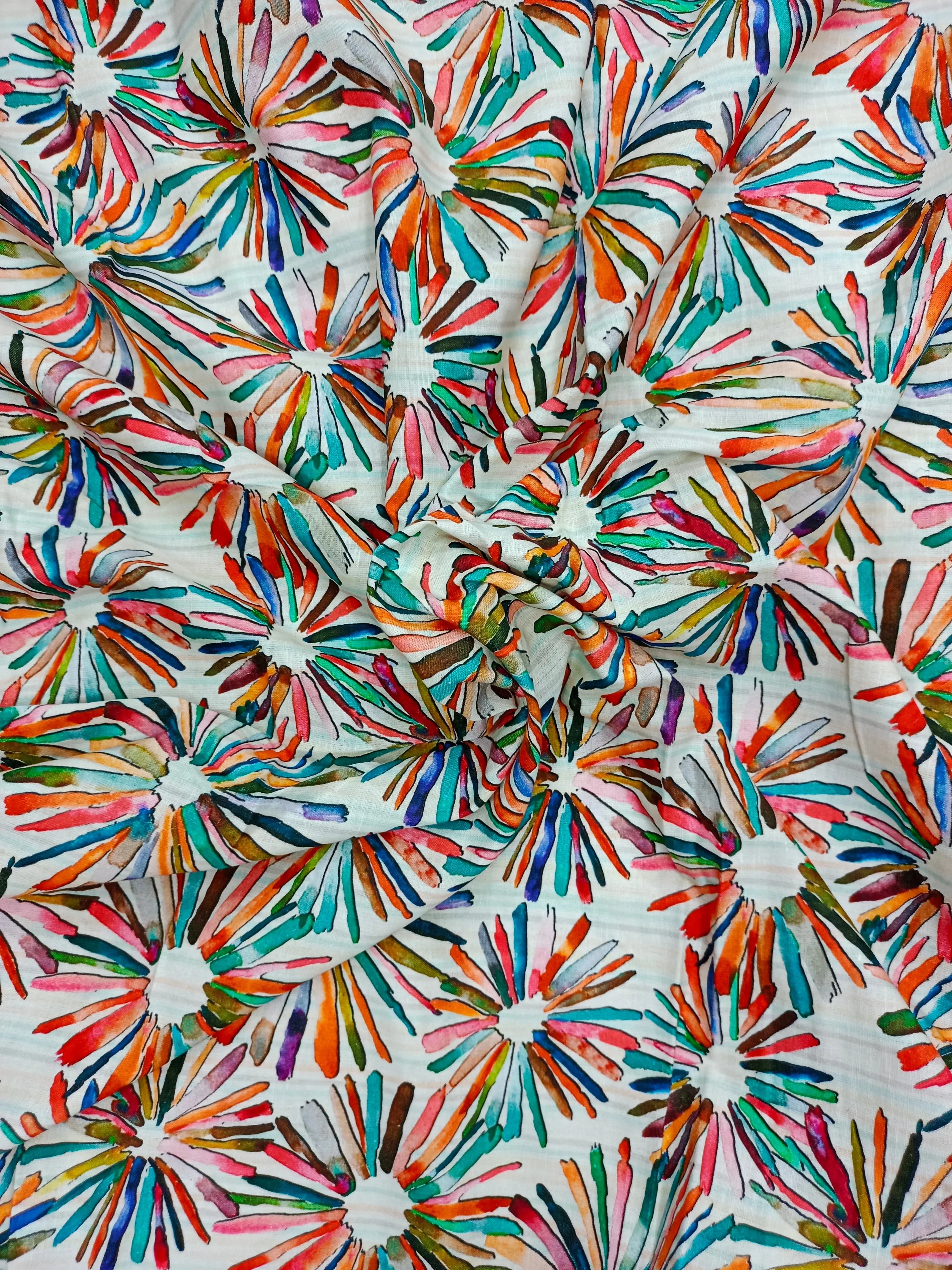 Digital Printed Linen Spun Cotton Soft Fabric