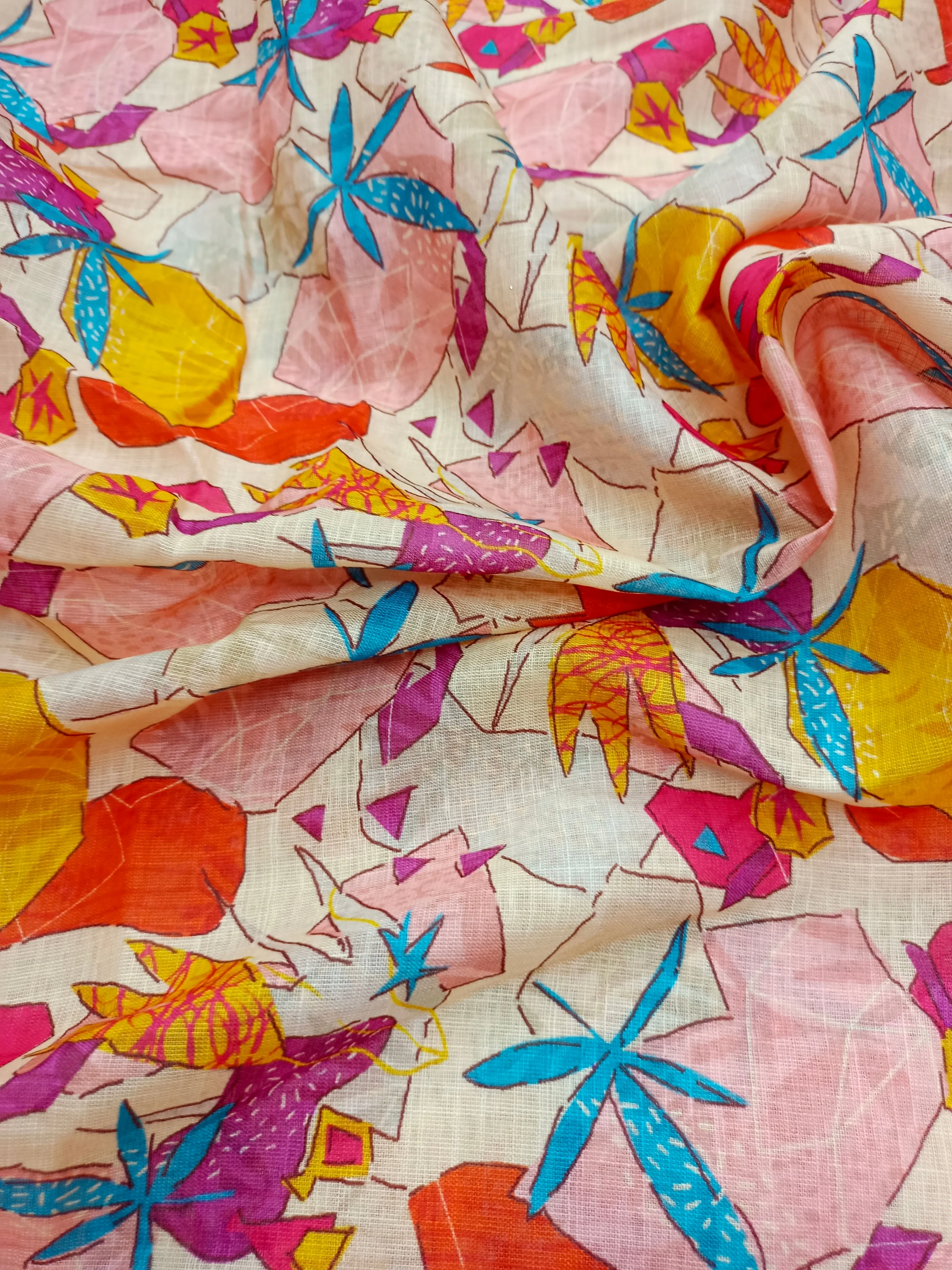 Digital Printed Linen Spun Cotton Soft Fabric