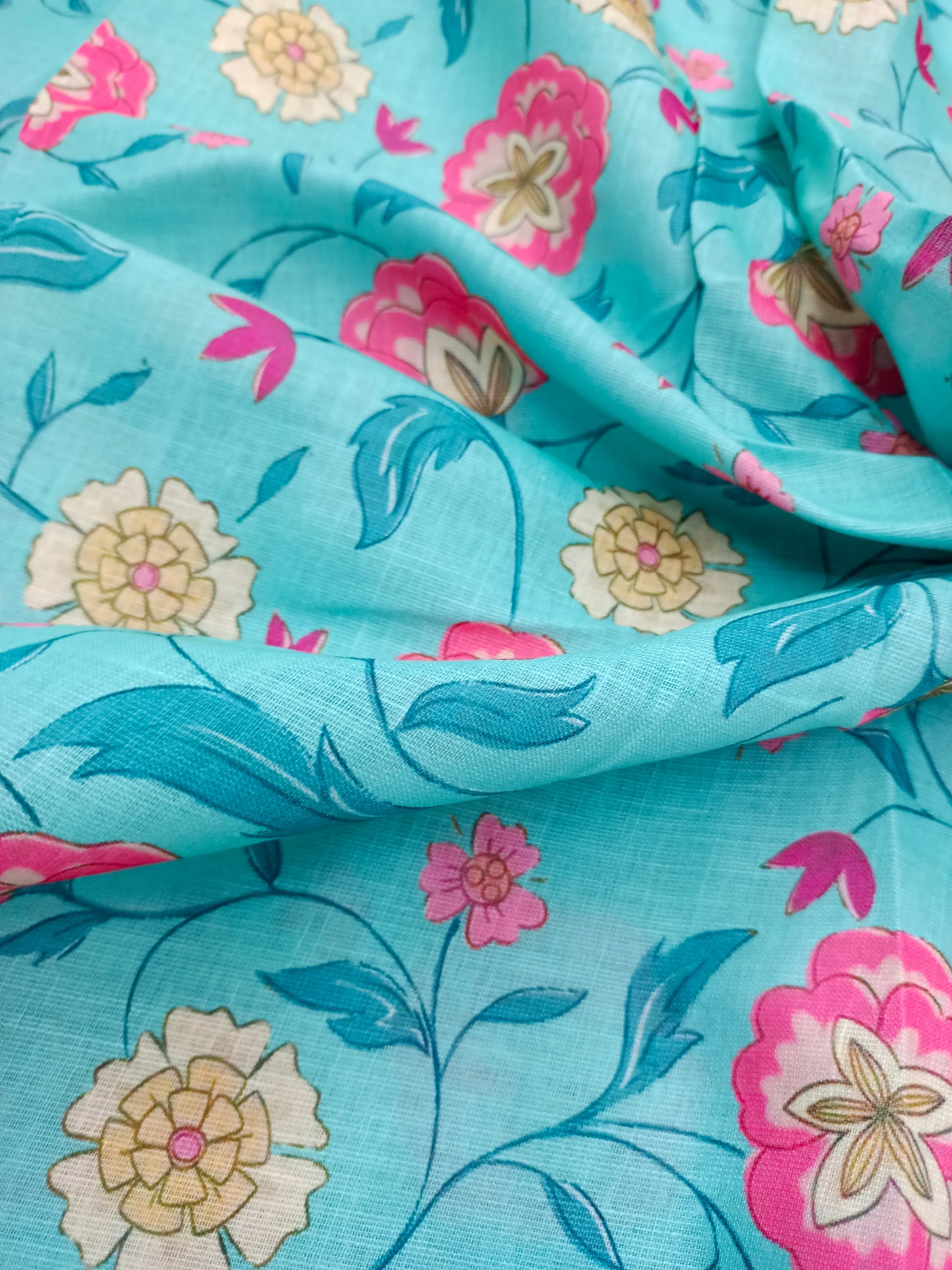 Digital Printed Linen Spun Cotton Soft Fabric