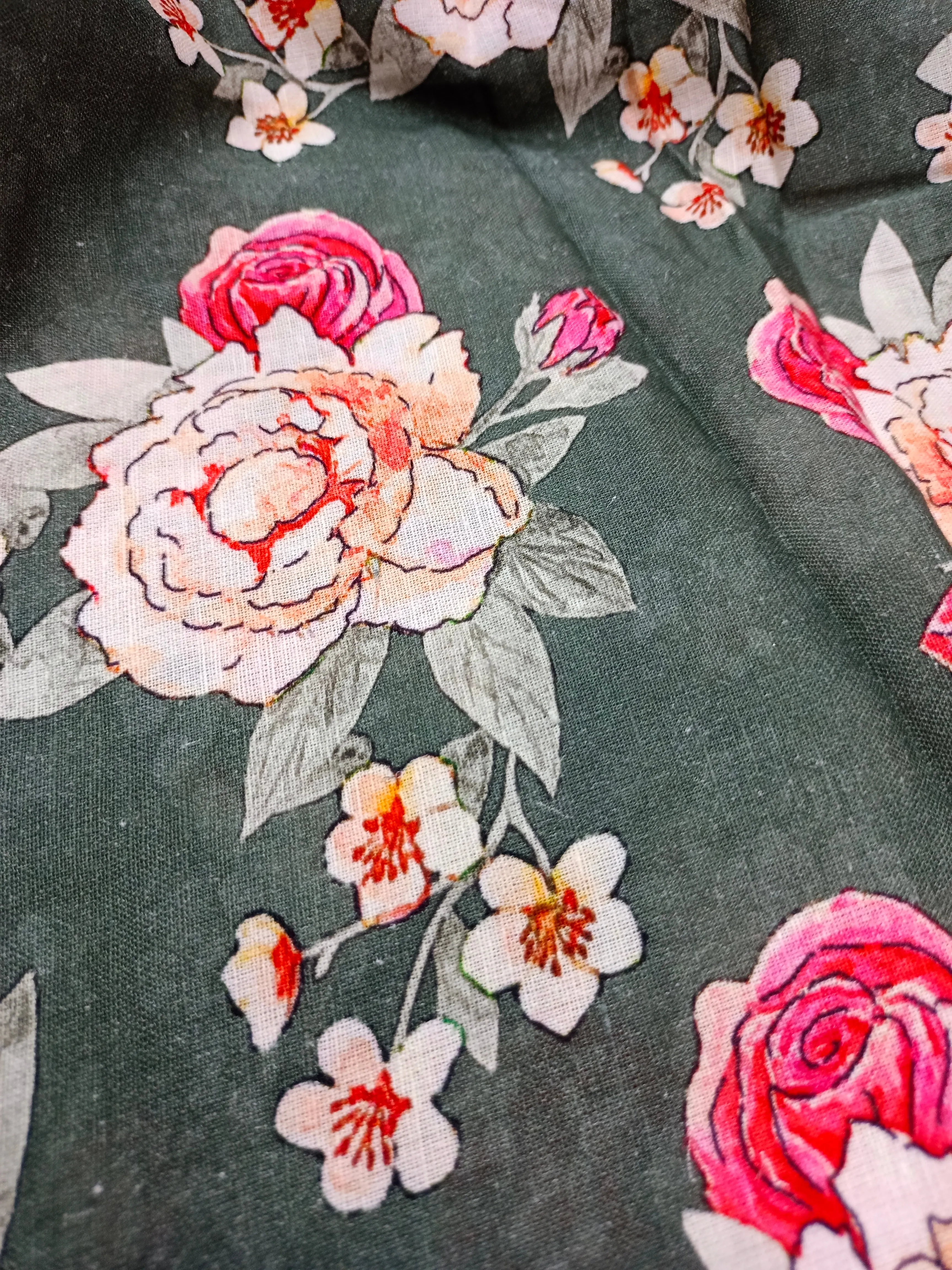 Digital Printed Linen Spun Cotton Soft Fabric