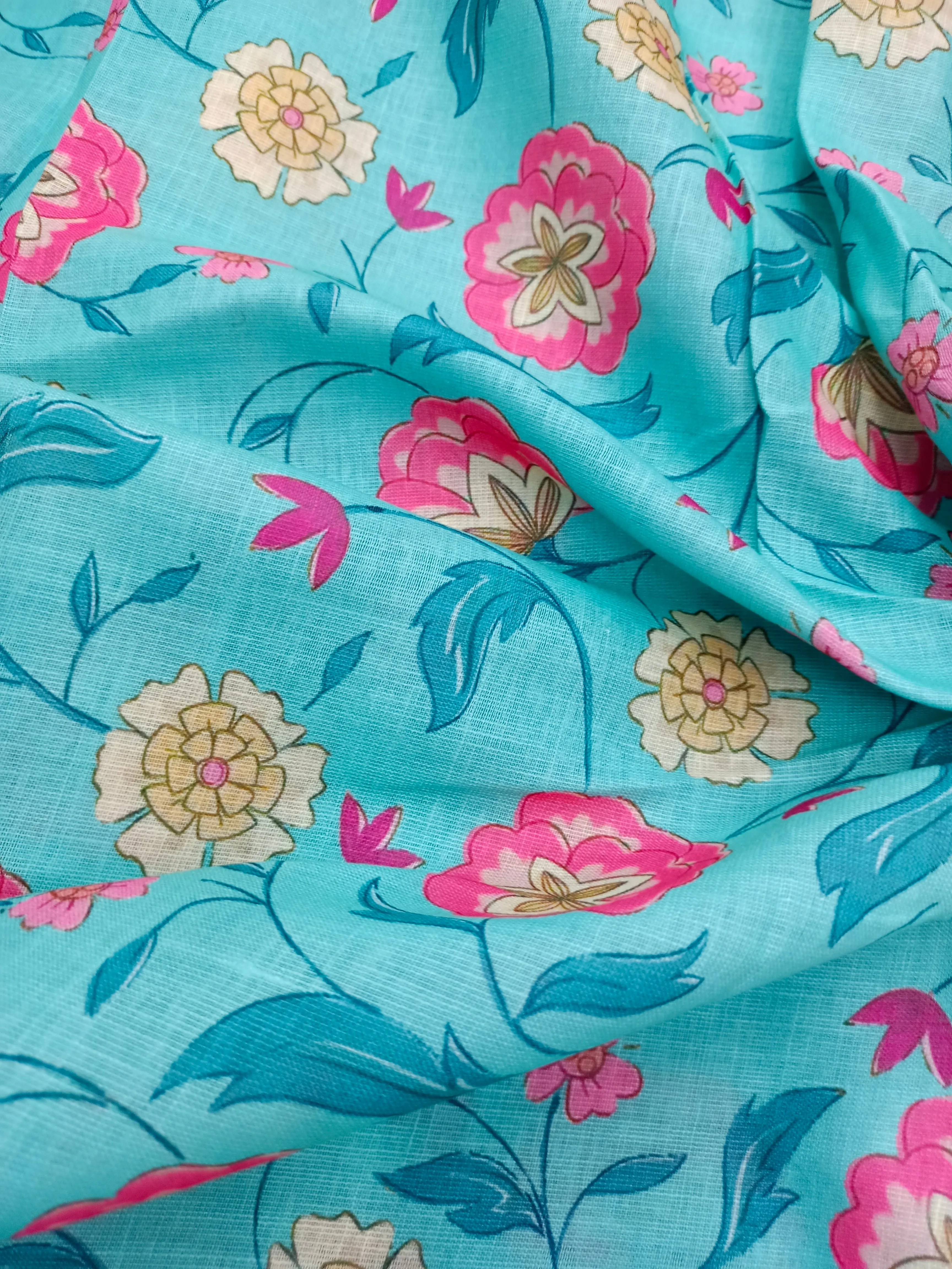 Digital Printed Linen Spun Cotton Soft Fabric