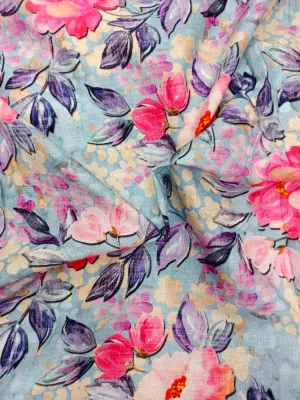 Digital Printed Linen Spun Cotton Soft Fabric