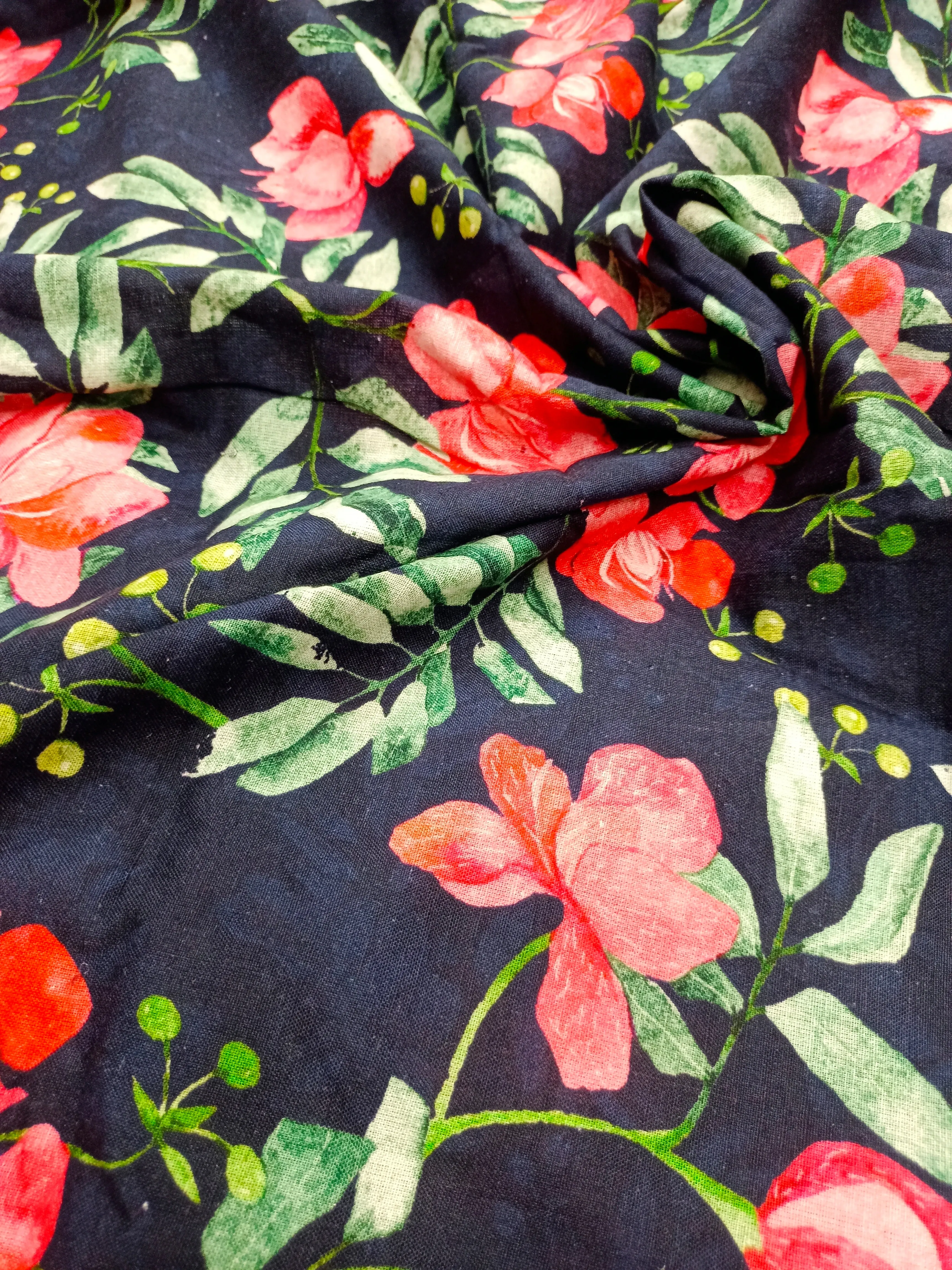 Digital Printed Linen Spun Cotton Soft Fabric
