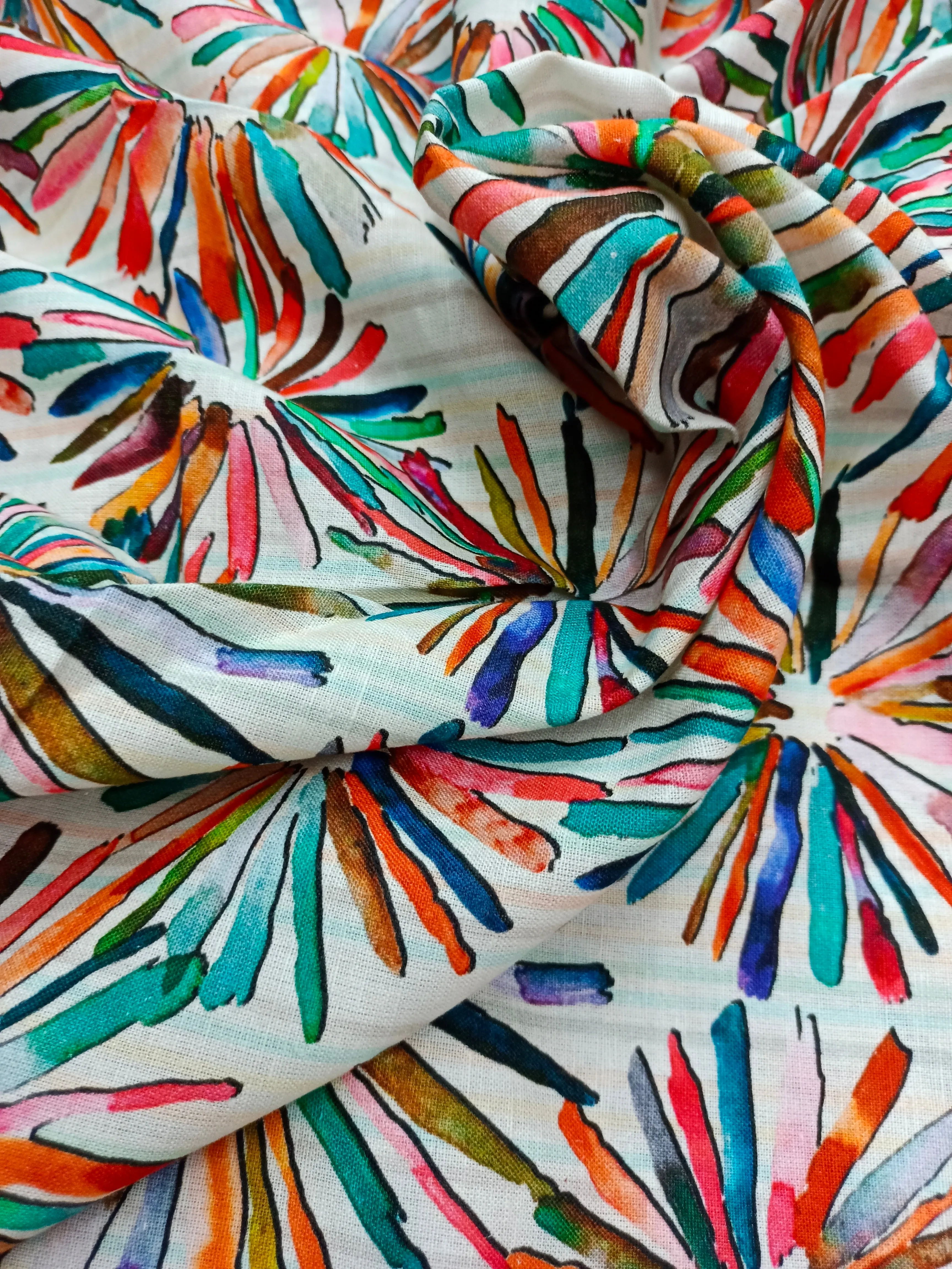Digital Printed Linen Spun Cotton Soft Fabric
