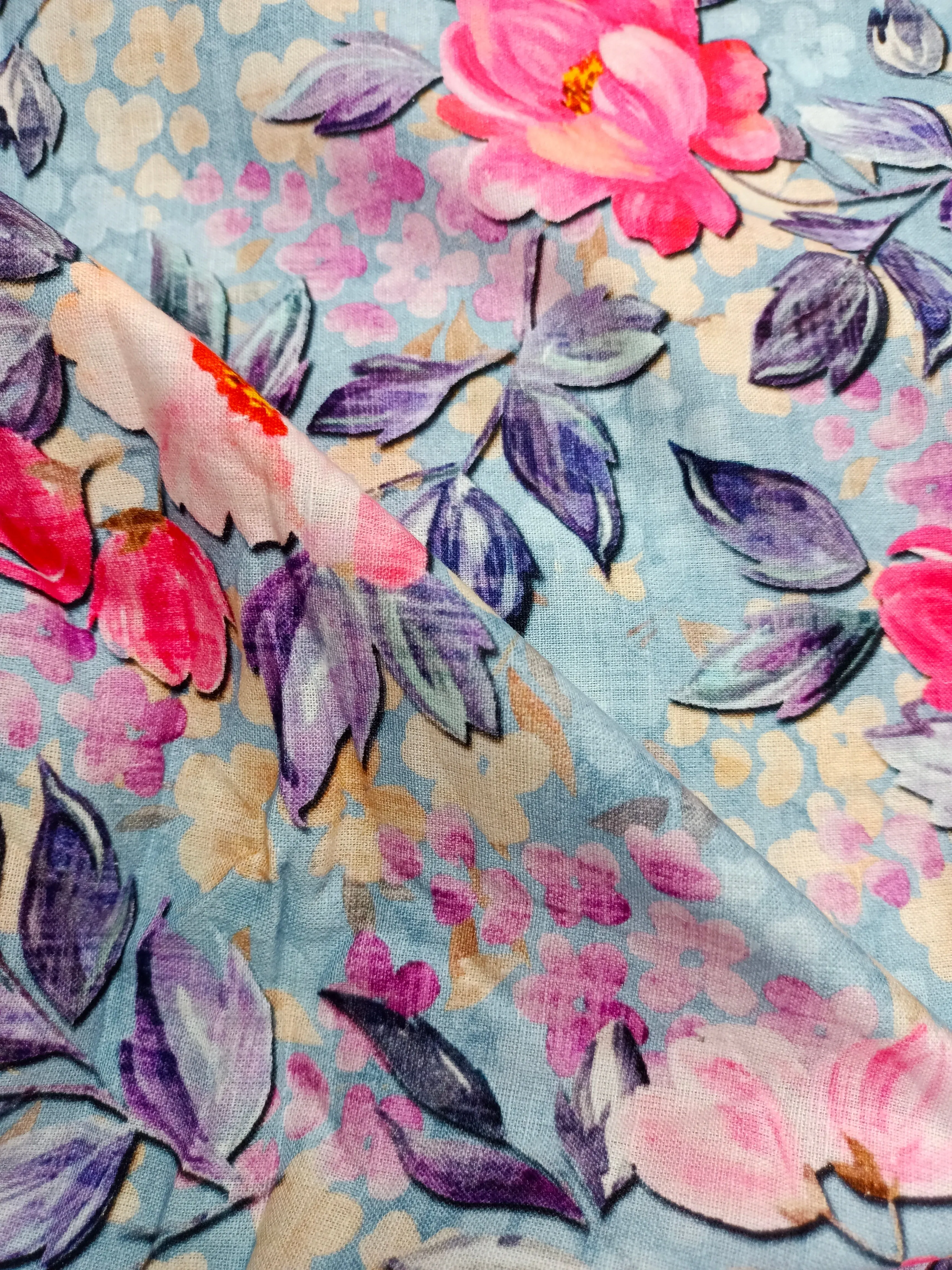 Digital Printed Linen Spun Cotton Soft Fabric