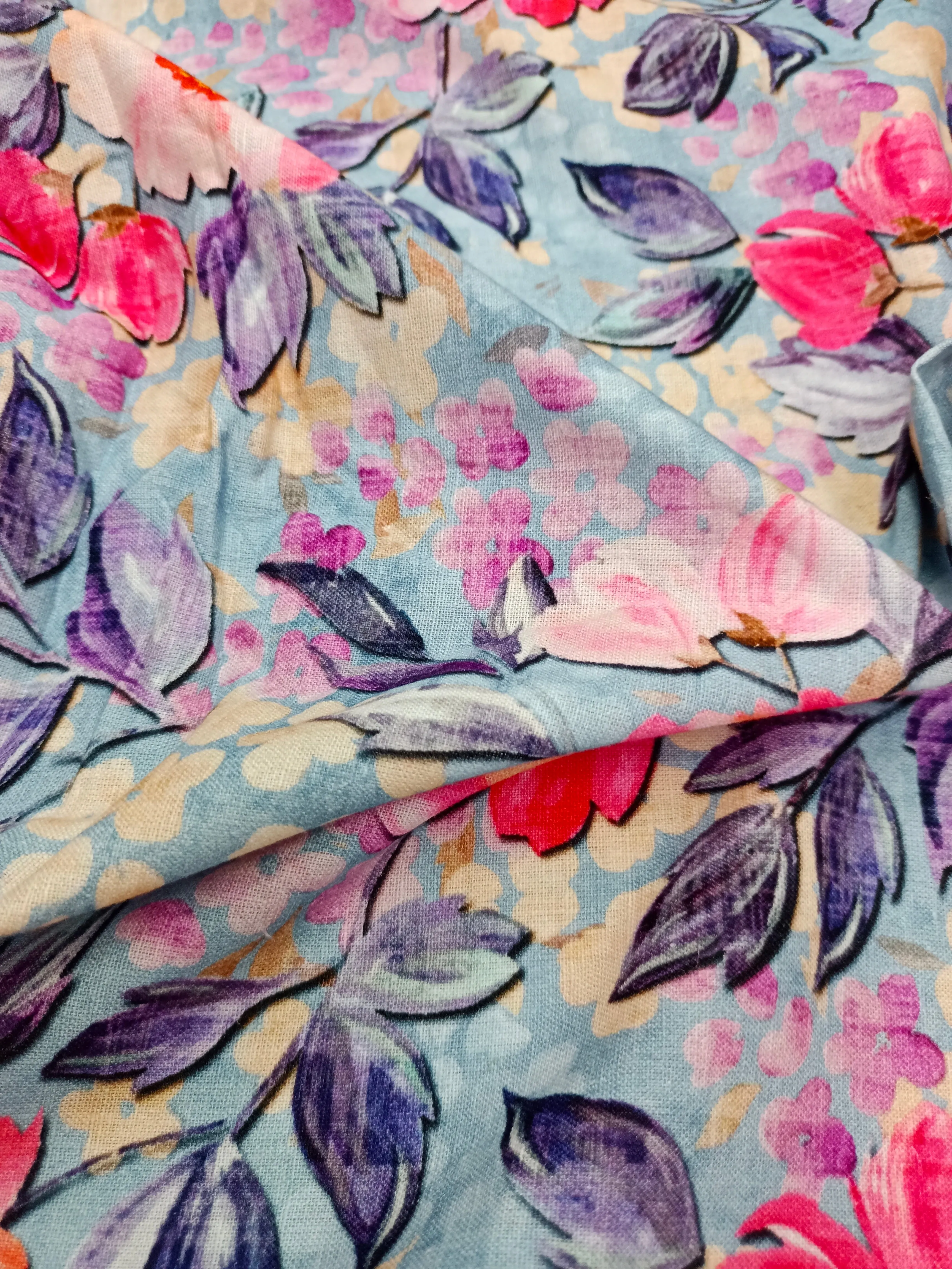 Digital Printed Linen Spun Cotton Soft Fabric