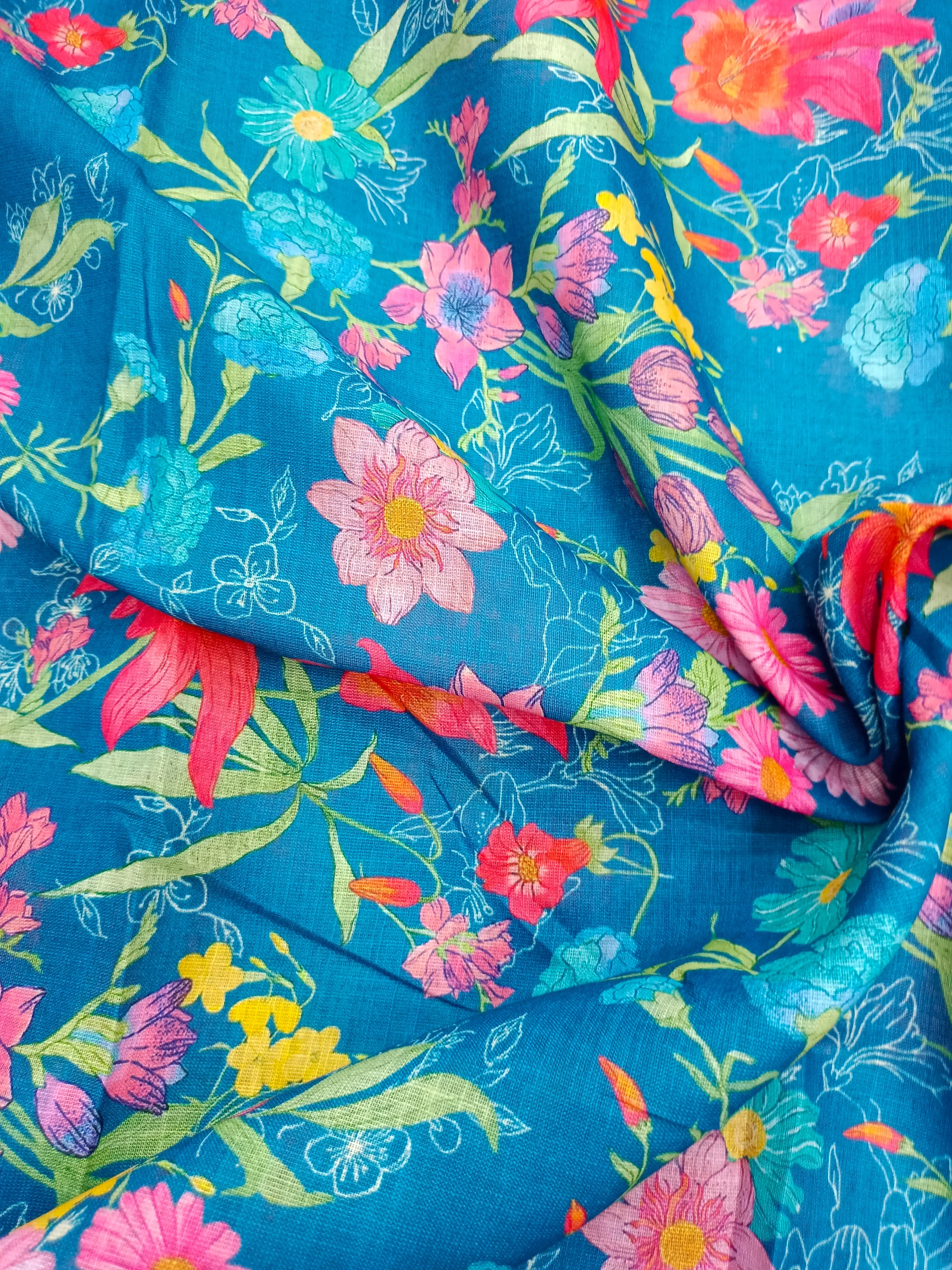 Digital Printed Linen Spun Cotton Soft Fabric
