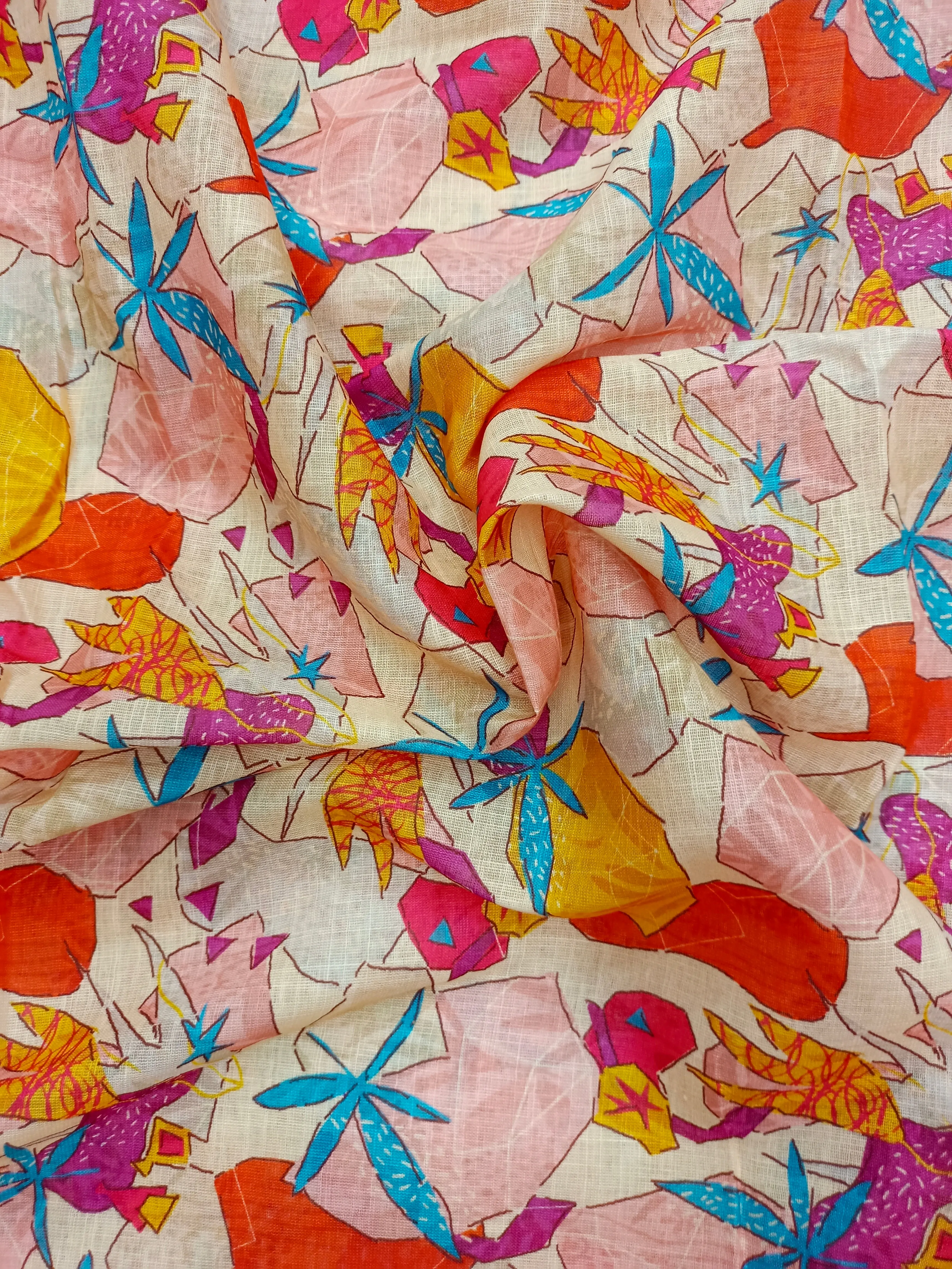 Digital Printed Linen Spun Cotton Soft Fabric