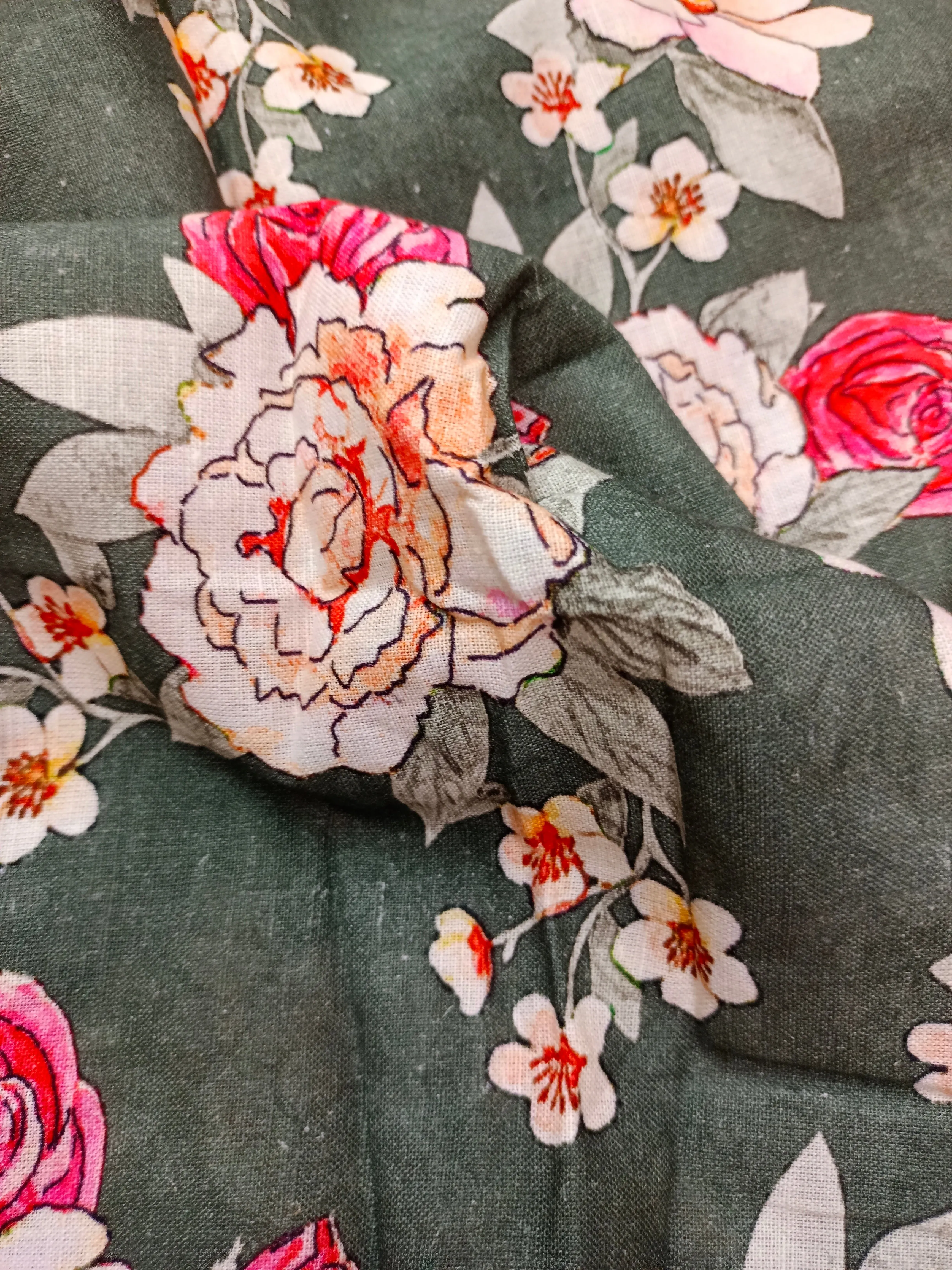 Digital Printed Linen Spun Cotton Soft Fabric