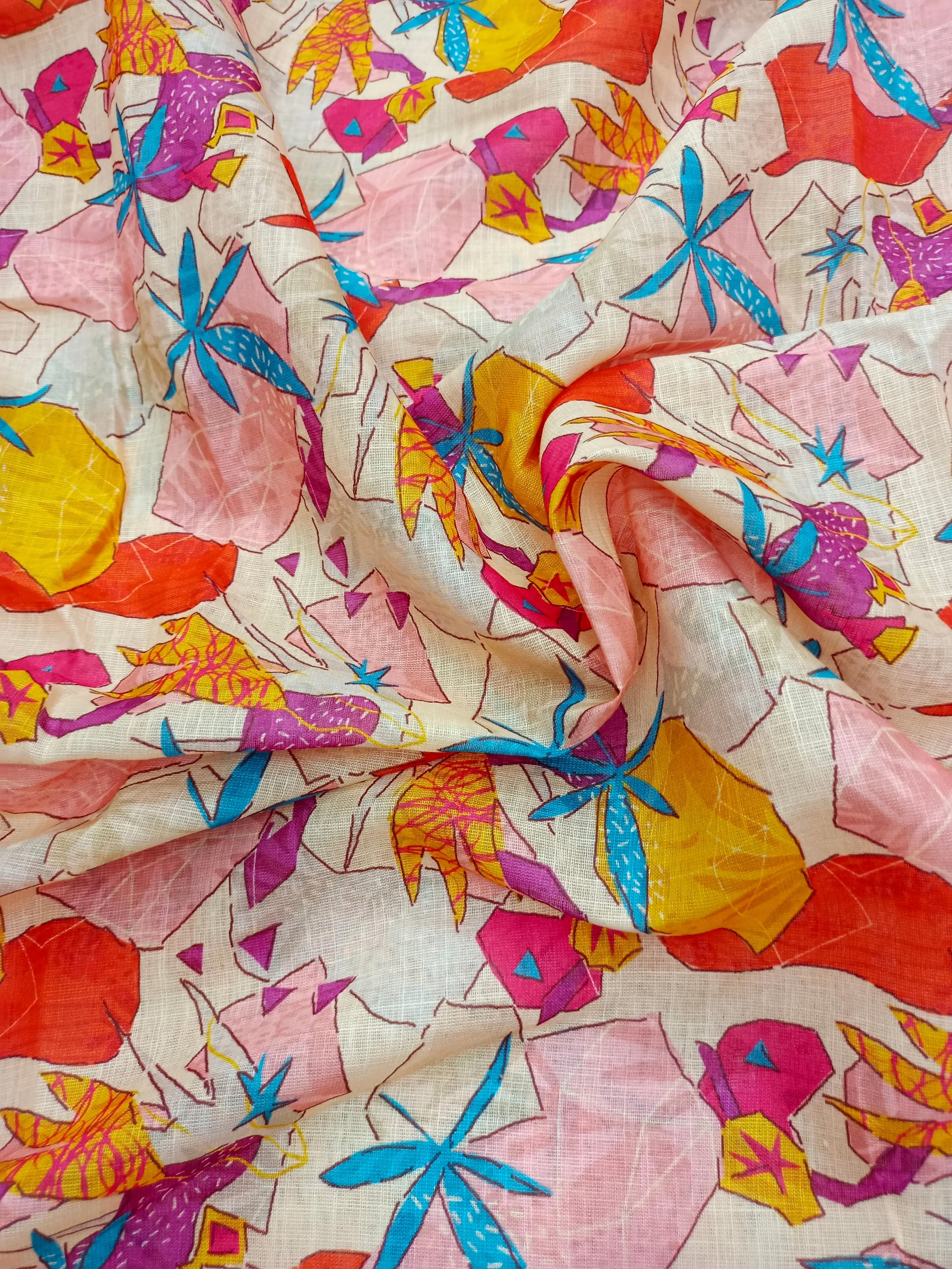 Digital Printed Linen Spun Cotton Soft Fabric