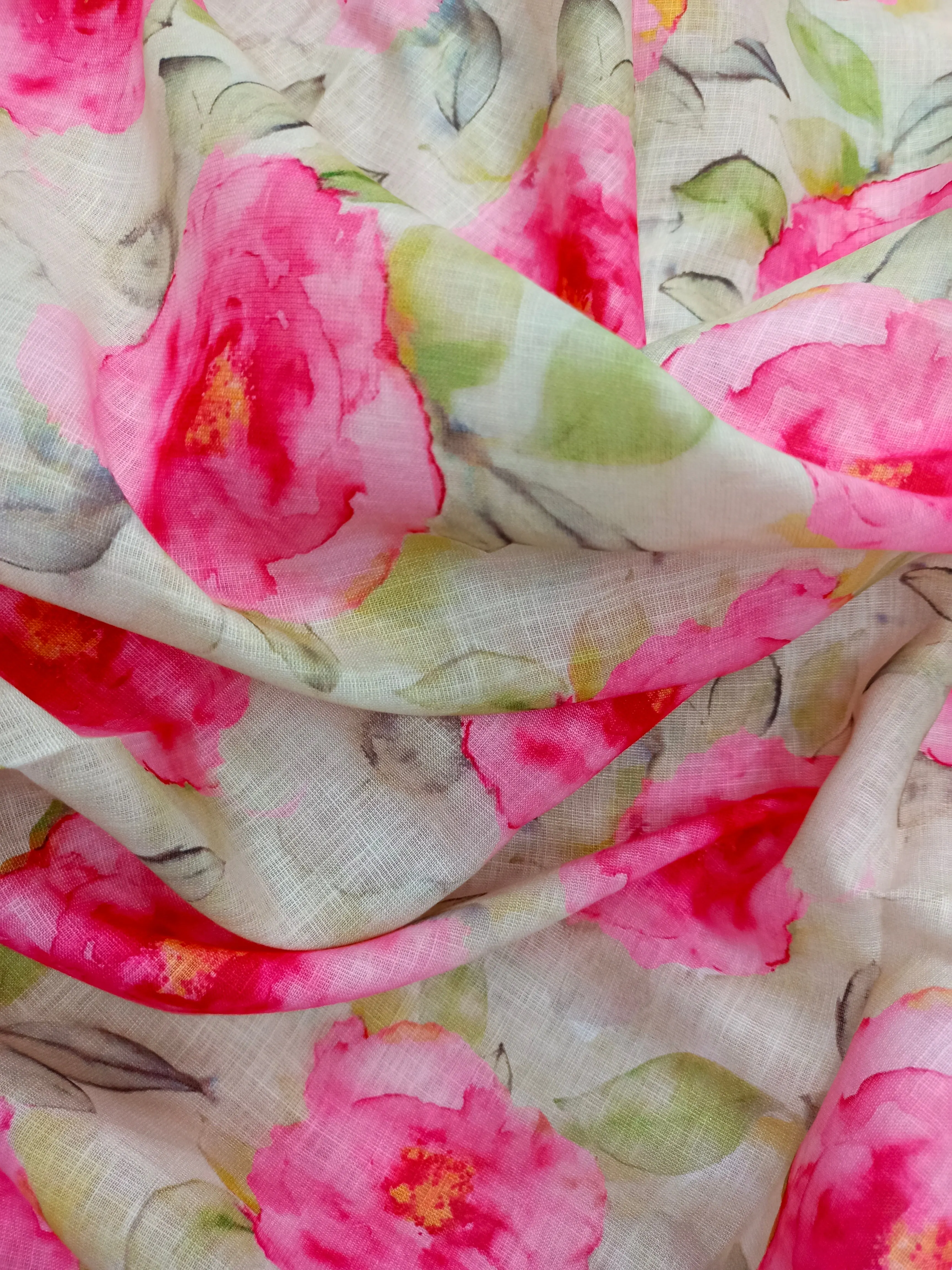 Digital Printed Linen Spun Cotton Soft Fabric