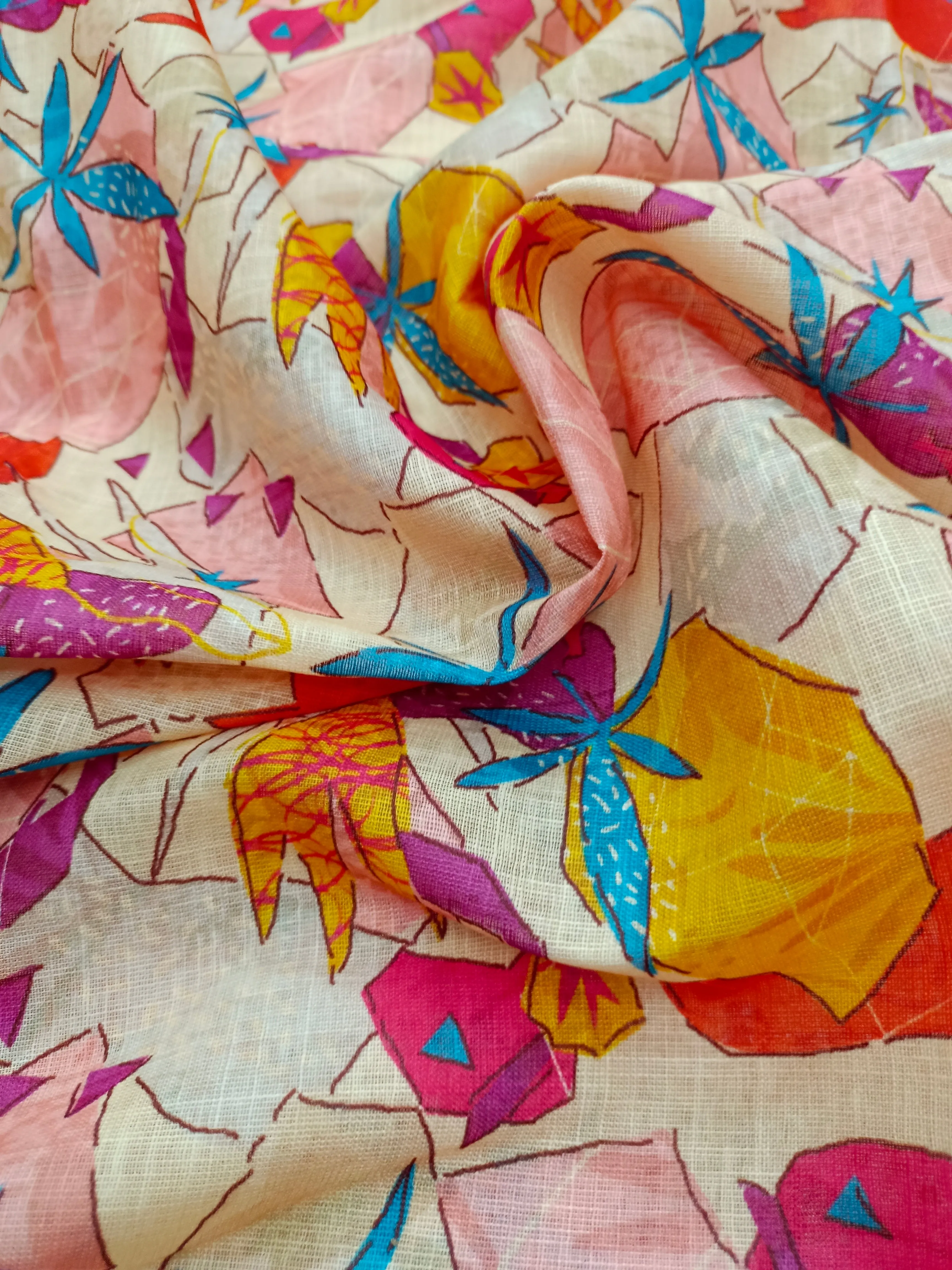 Digital Printed Linen Spun Cotton Soft Fabric