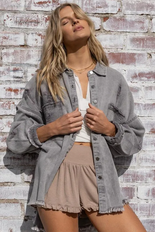 DISTRESSED OVERSIZED SHACKET