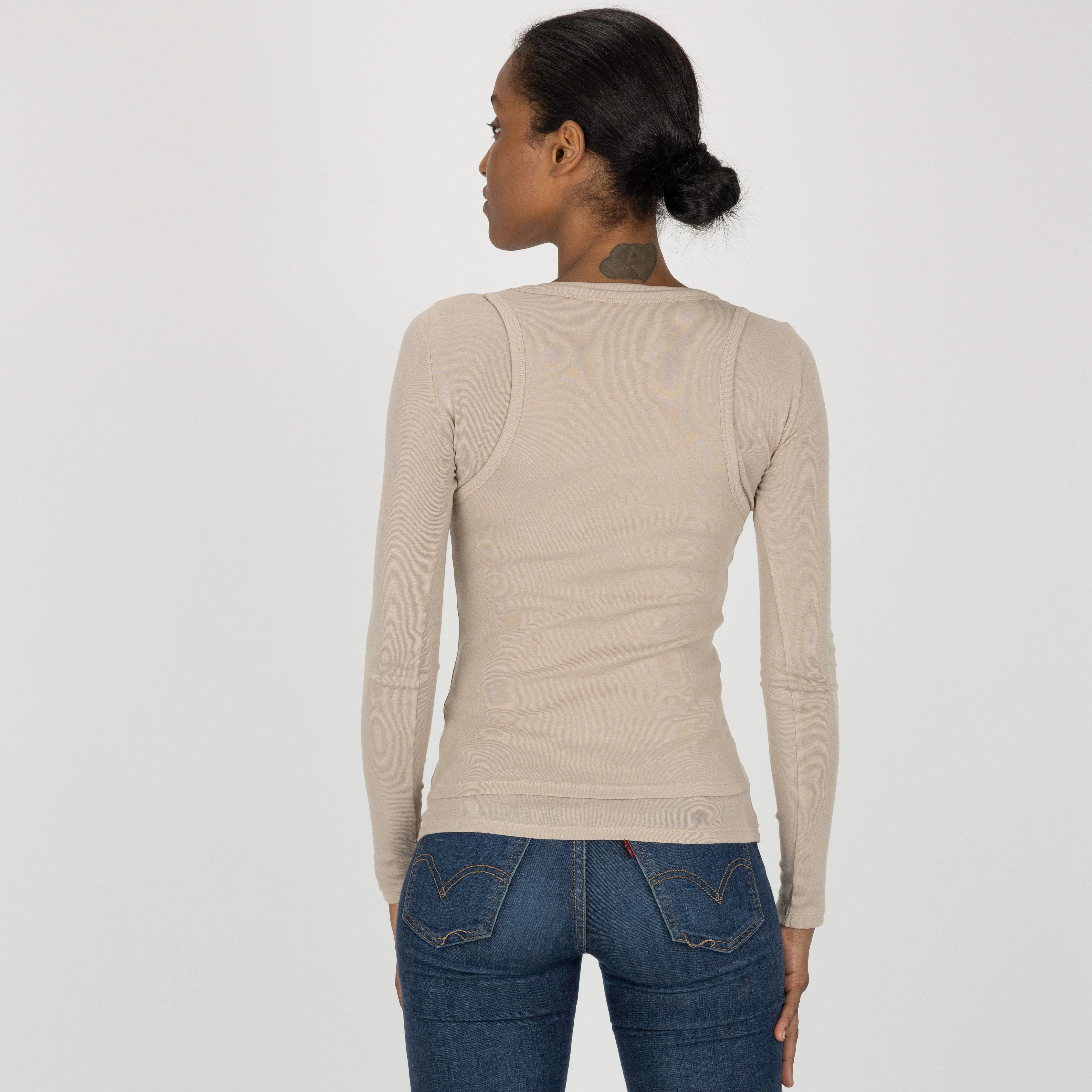 Double Layer Tank / Long Sleeve - Feather Grey