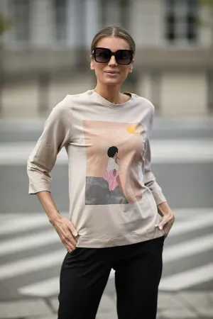 Elegant Printed Knit Blouse